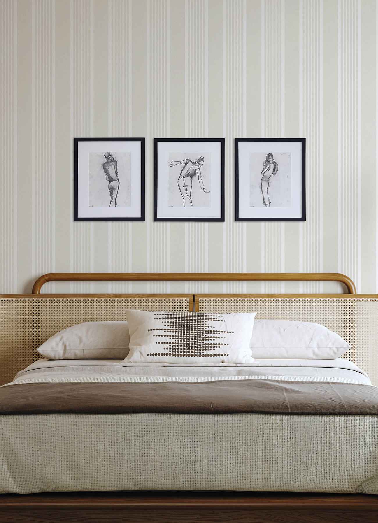 Bingley Beige Embellished Stripe Wallpaper - York Wallcoverings - 4192-83433 - York Wallcoverings Wallpaper