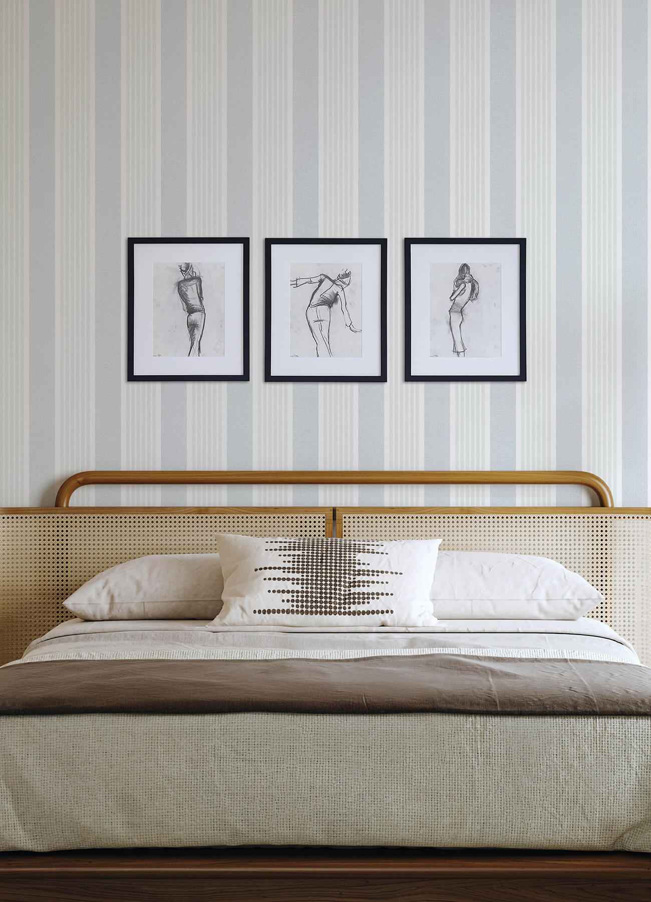 Bingley Light Blue Embellished Stripe Wallpaper - York Wallcoverings - 4192-83436 - York Wallcoverings Wallpaper