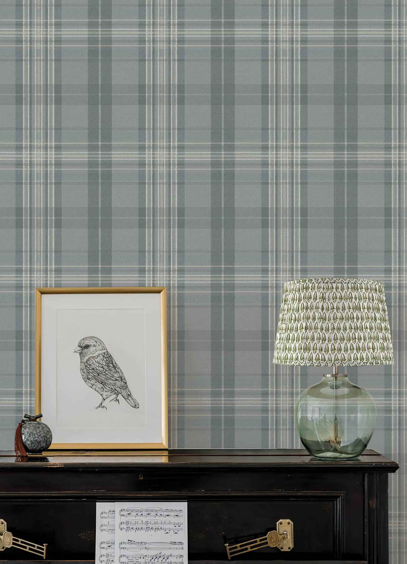 Austin Slate Plaid Wallpaper - York Wallcoverings - 4192-330214 - York Wallcoverings Wallpaper