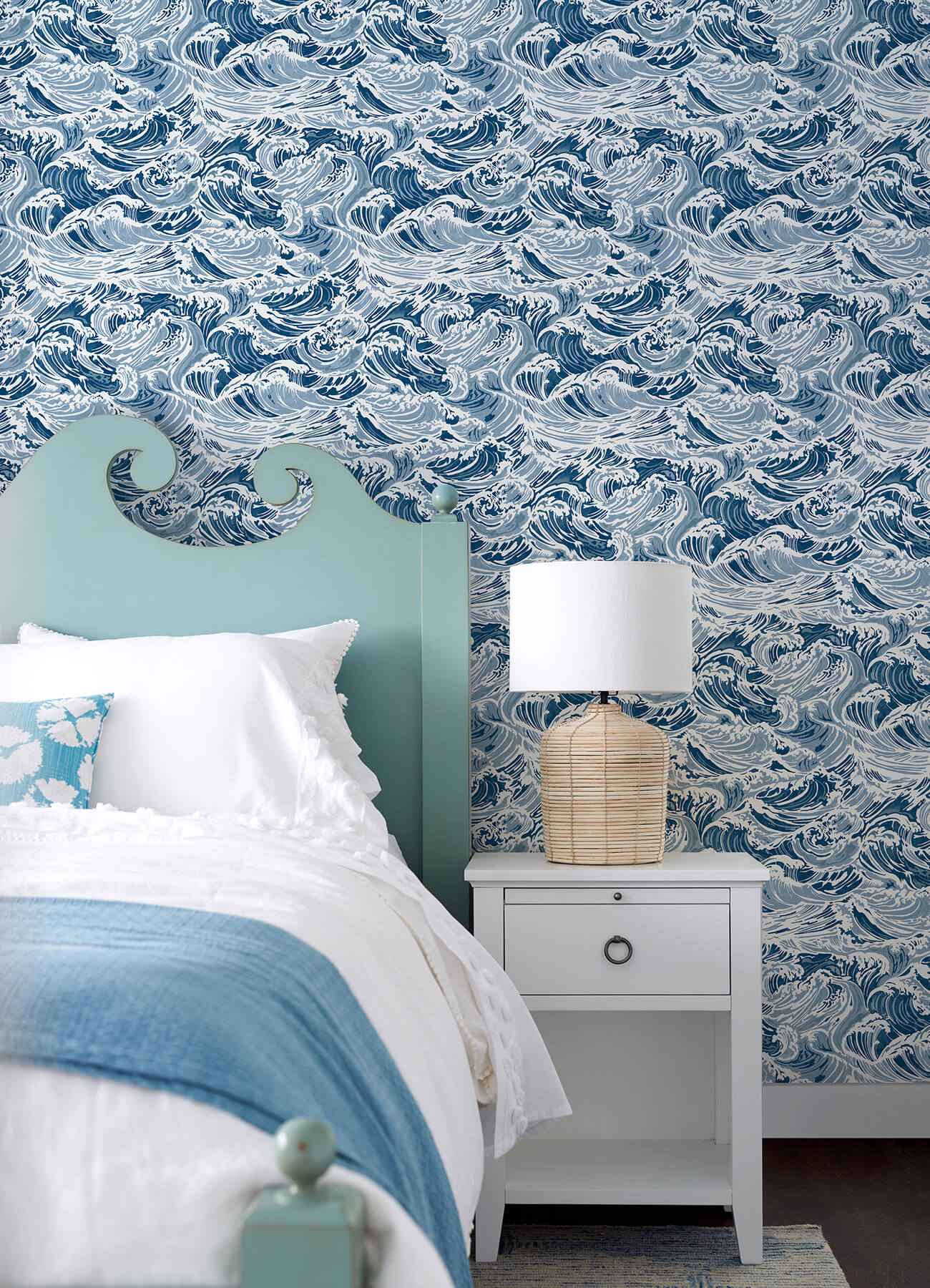 Crashing Waves Navy Peel and Stick Wallpaper - York Wallcoverings - NUS6629 - York Wallcoverings Wallpaper
