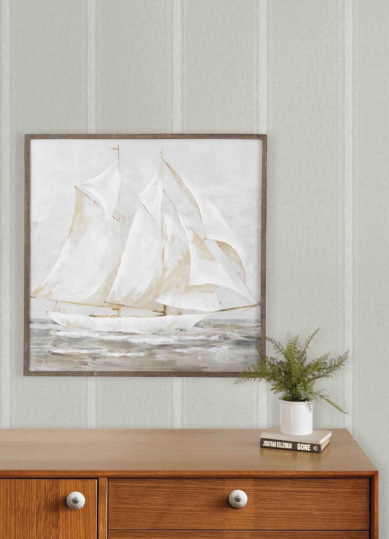 Linette Beige Fabric Stripe Wallpaper - York Wallcoverings - 4192-70070 - York Wallcoverings Wallpaper
