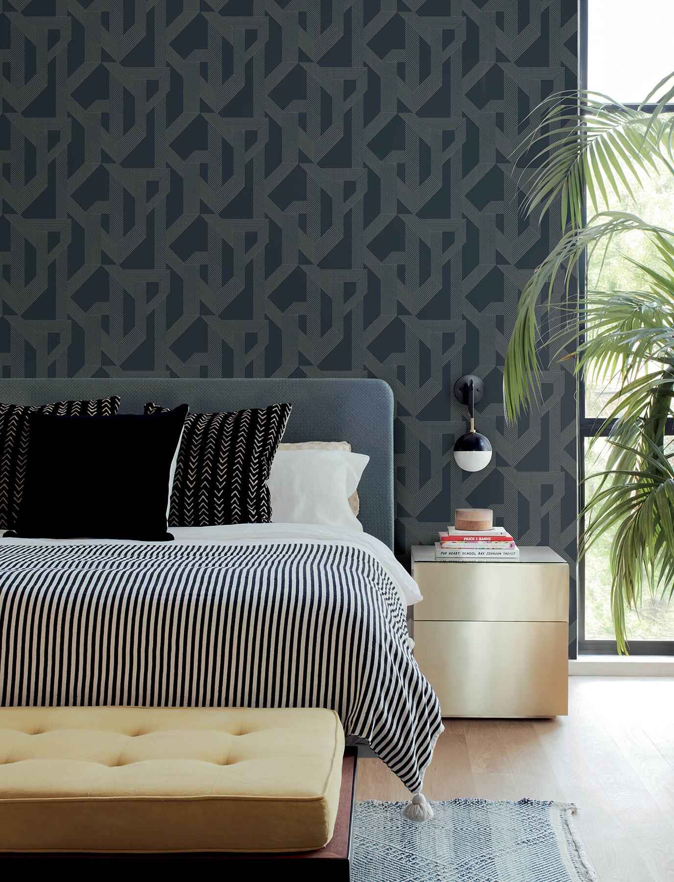 Franz Navy Geometric Wallpaper - York Wallcoverings - 4198-27802 - York Wallcoverings Wallpaper