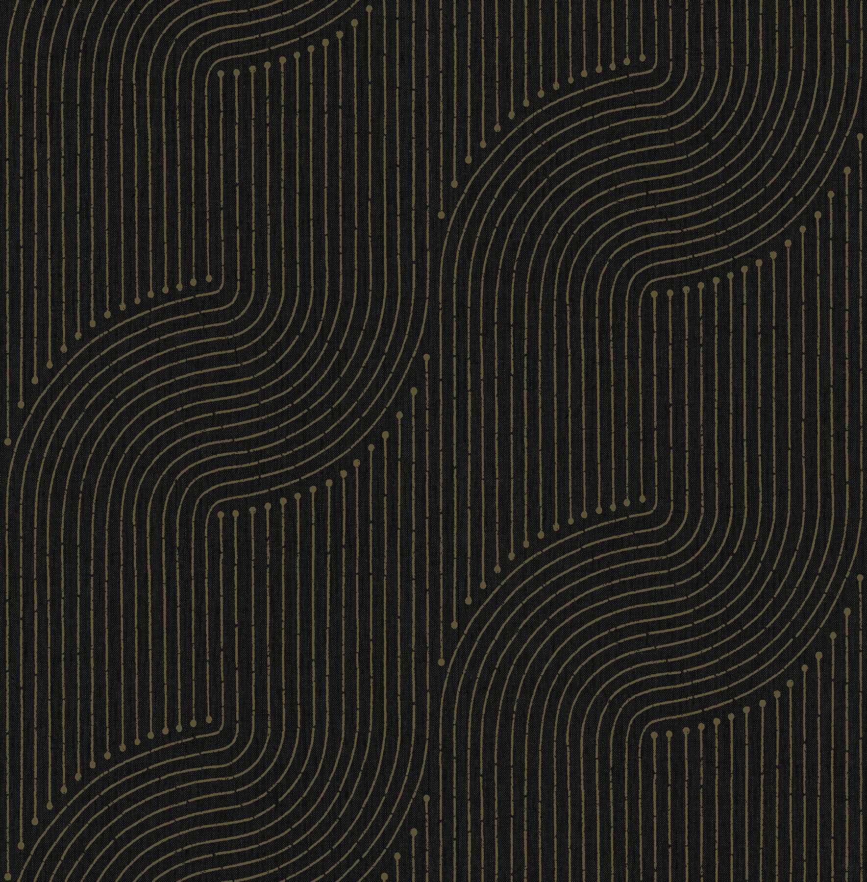 Braddock Black Rhythmic Flow Wallpaper - York Wallcoverings - 4198-27808 - York Wallcoverings Wallpaper