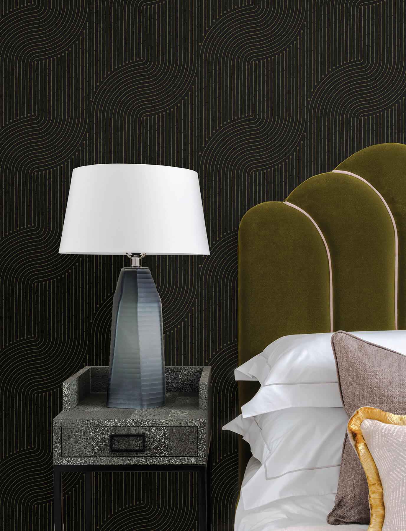 Braddock Black Rhythmic Flow Wallpaper - York Wallcoverings - 4198-27808 - York Wallcoverings Wallpaper