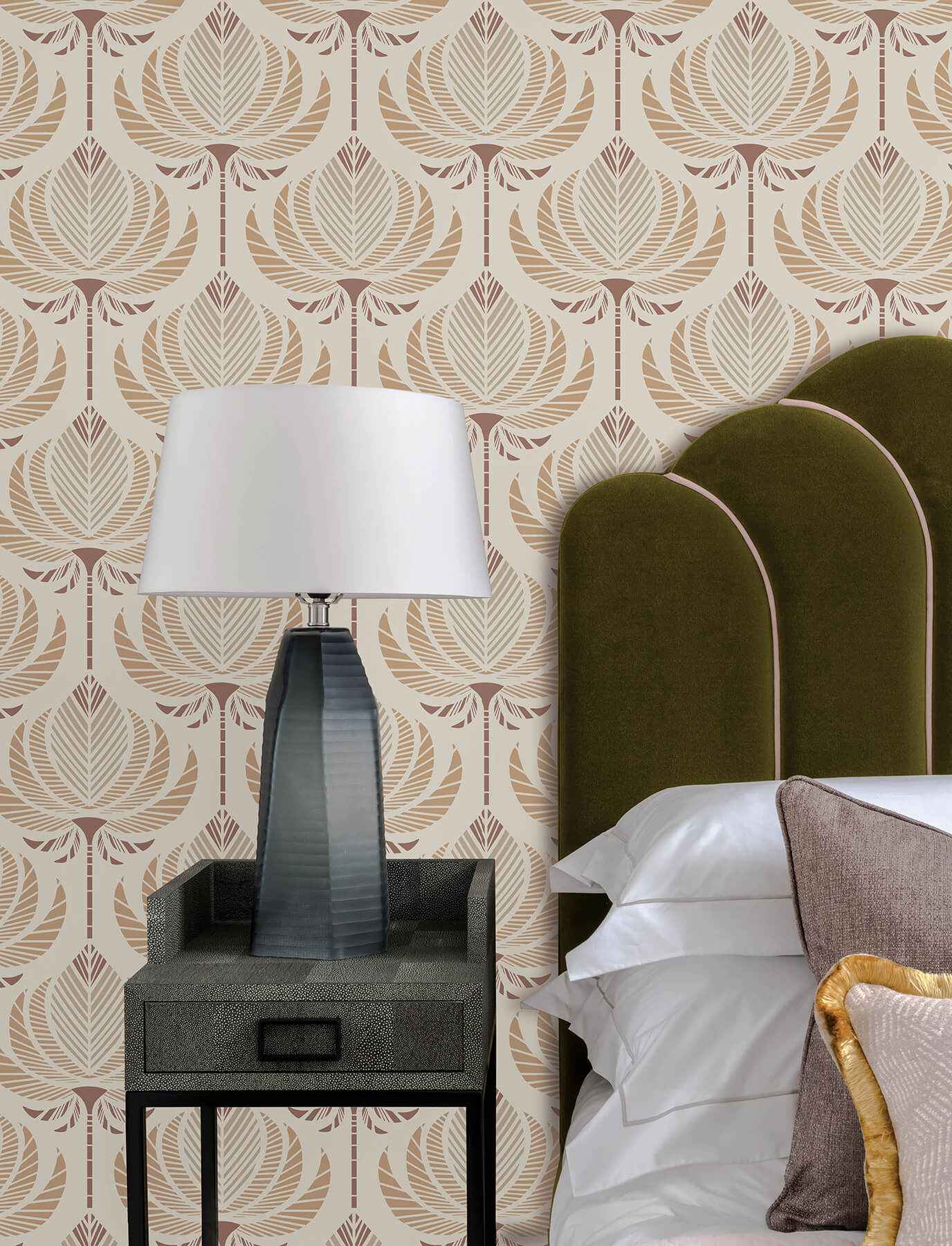 Ferrenby Apricot Floral Fan Wallpaper - York Wallcoverings - 4198-27829 - York Wallcoverings Wallpaper