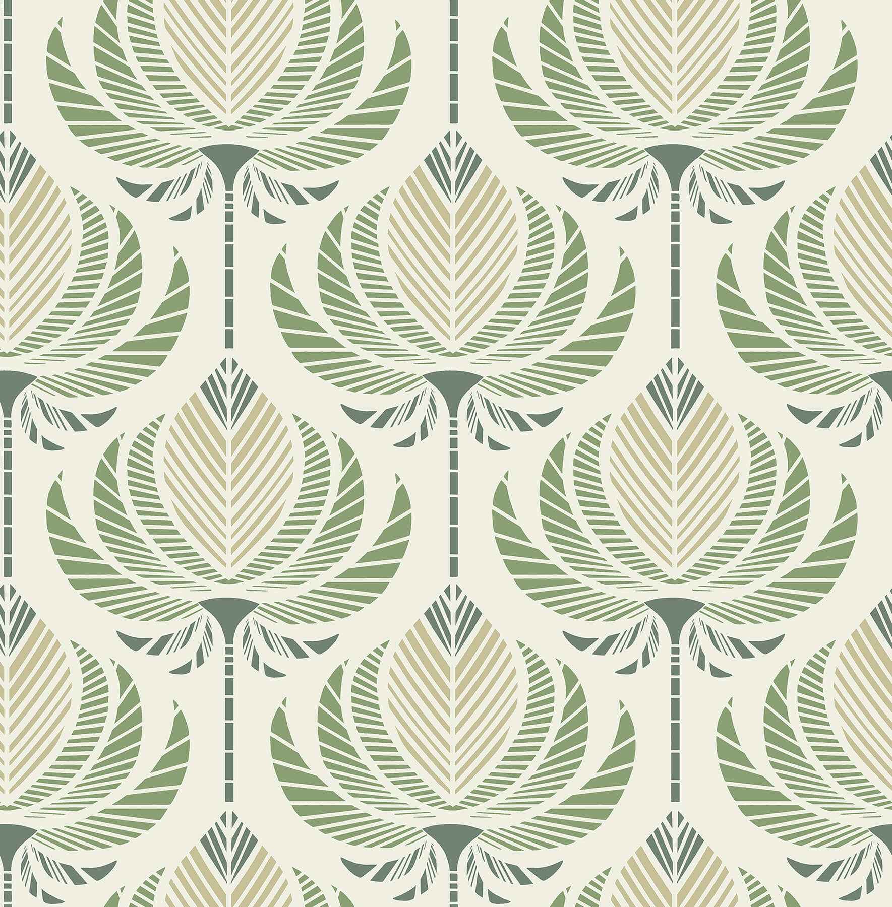 Ferrenby Green Floral Fan Wallpaper - York Wallcoverings - 4198-27830