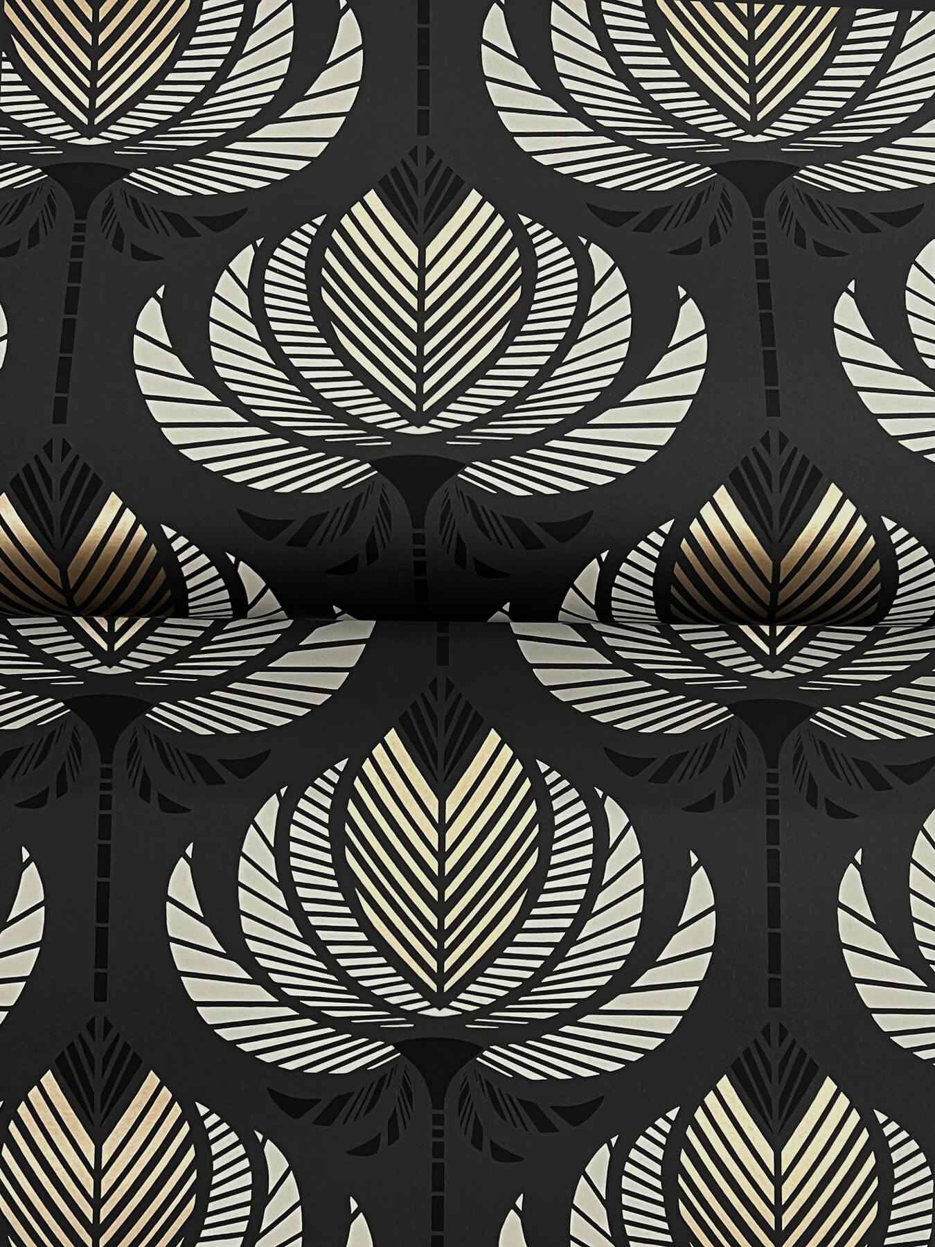 Ferrenby Black Floral Fan Wallpaper - York Wallcoverings - 4198-27833 - York Wallcoverings Wallpaper