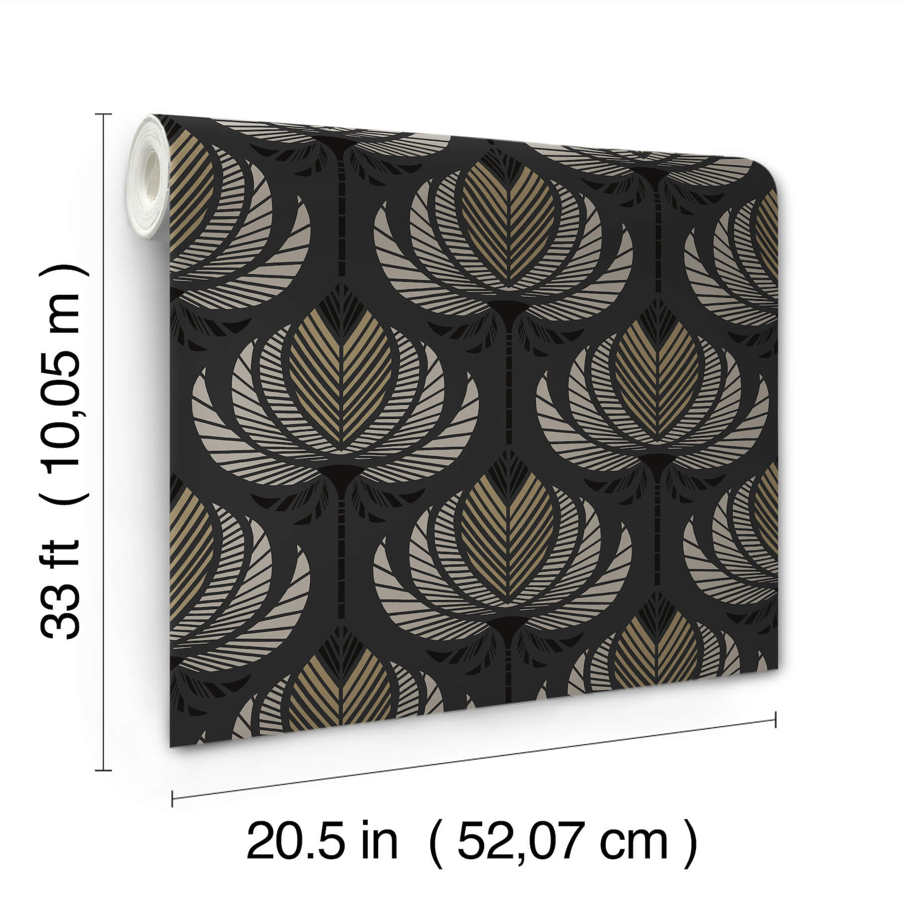 ferrenby-black-floral-fan-wallpaper-york-wallcoverings-4198-27833 - York Wallcoverings Wallpaper