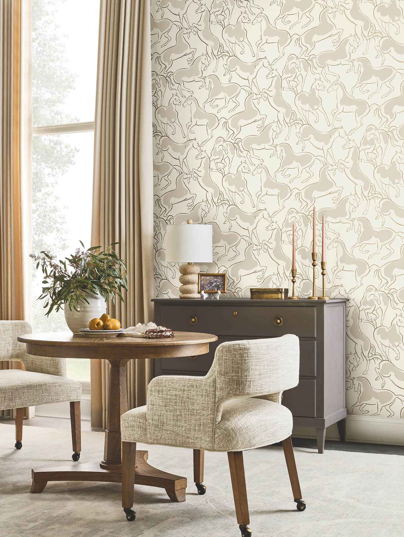 Dressage Beige Stallions Wallpaper - York Wallcoverings - 4211-83503 - York Wallcoverings Wallpaper