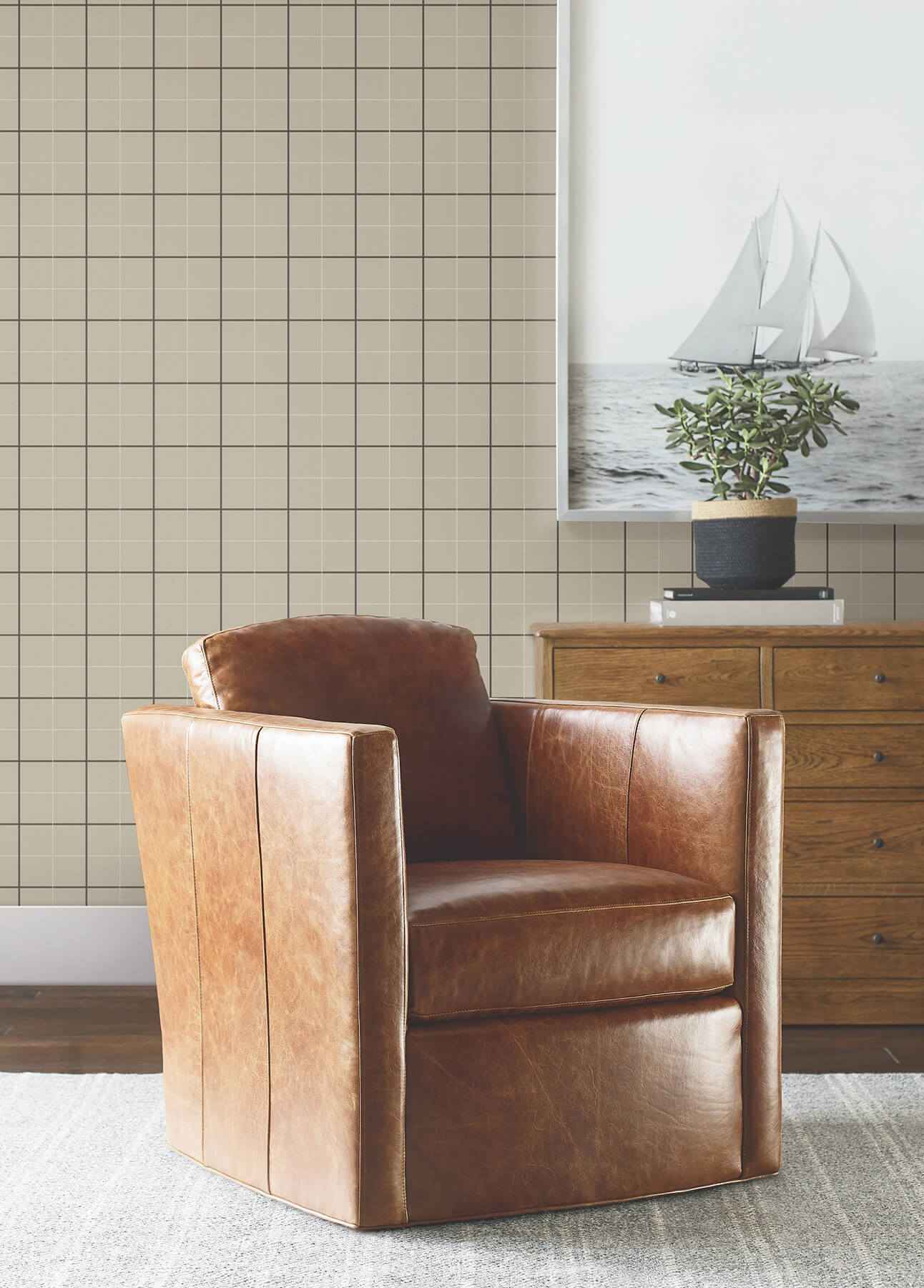 Tattersall Brown Plaid Wallpaper - York Wallcoverings - 4211-83514 - York Wallcoverings Wallpaper
