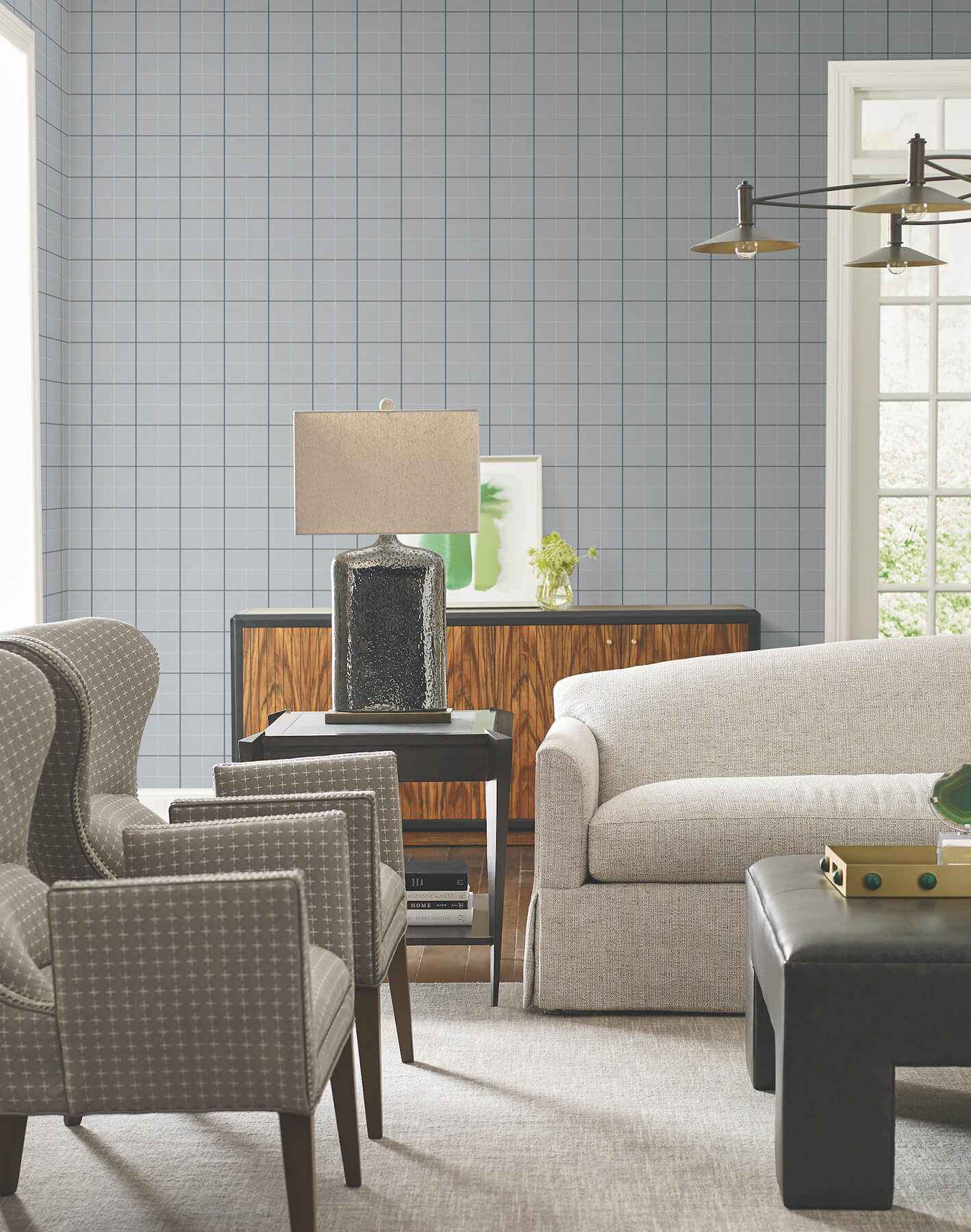 Tattersall Blue Plaid Wallpaper - York Wallcoverings - 4211-83516 - York Wallcoverings Wallpaper