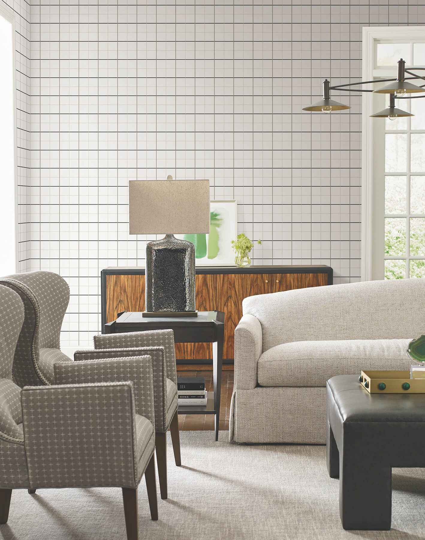 Tattersall White Plaid Wallpaper - York Wallcoverings - 4211-83519 - York Wallcoverings Wallpaper