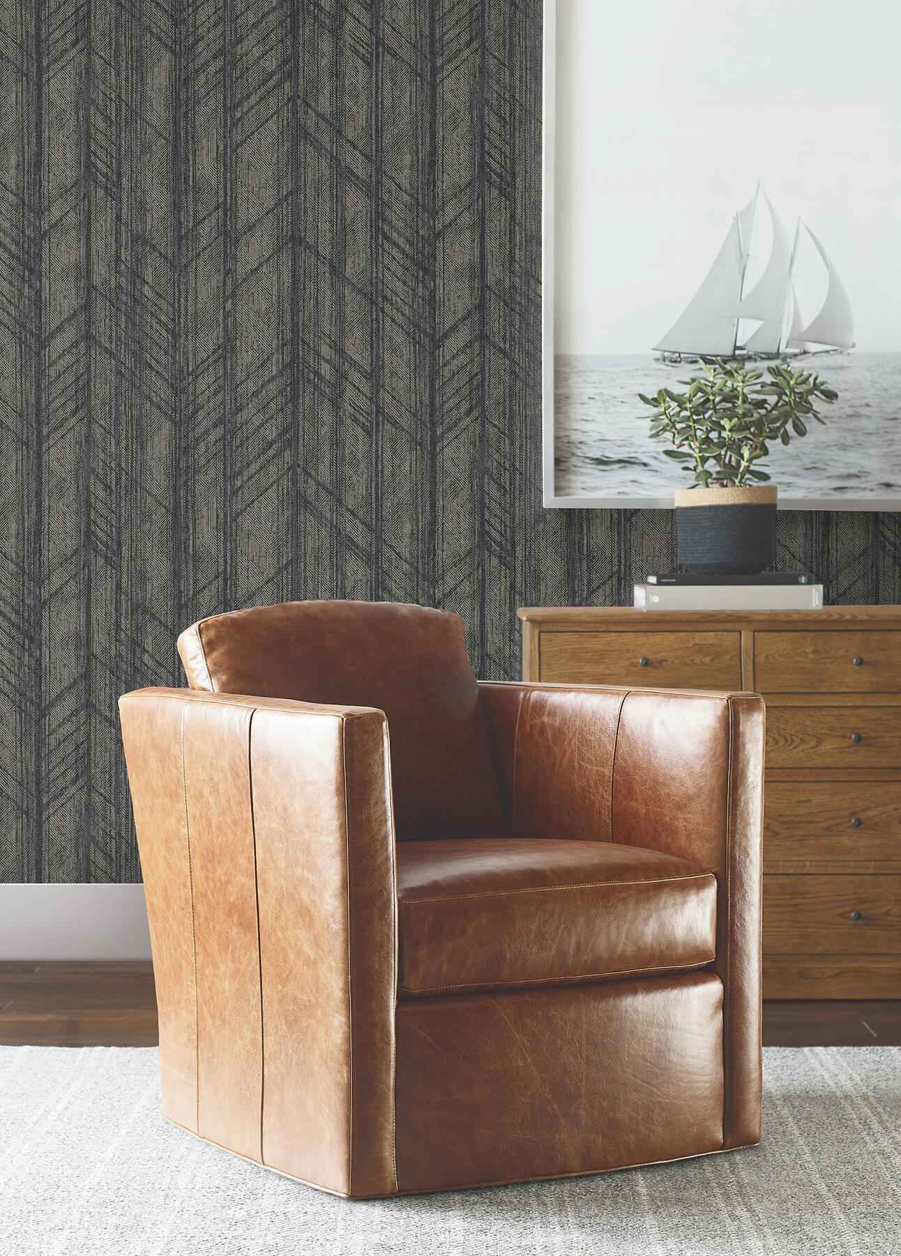 Winthrop Slate Geometric Wallpaper - York Wallcoverings - 4211-83520 - York Wallcoverings Wallpaper