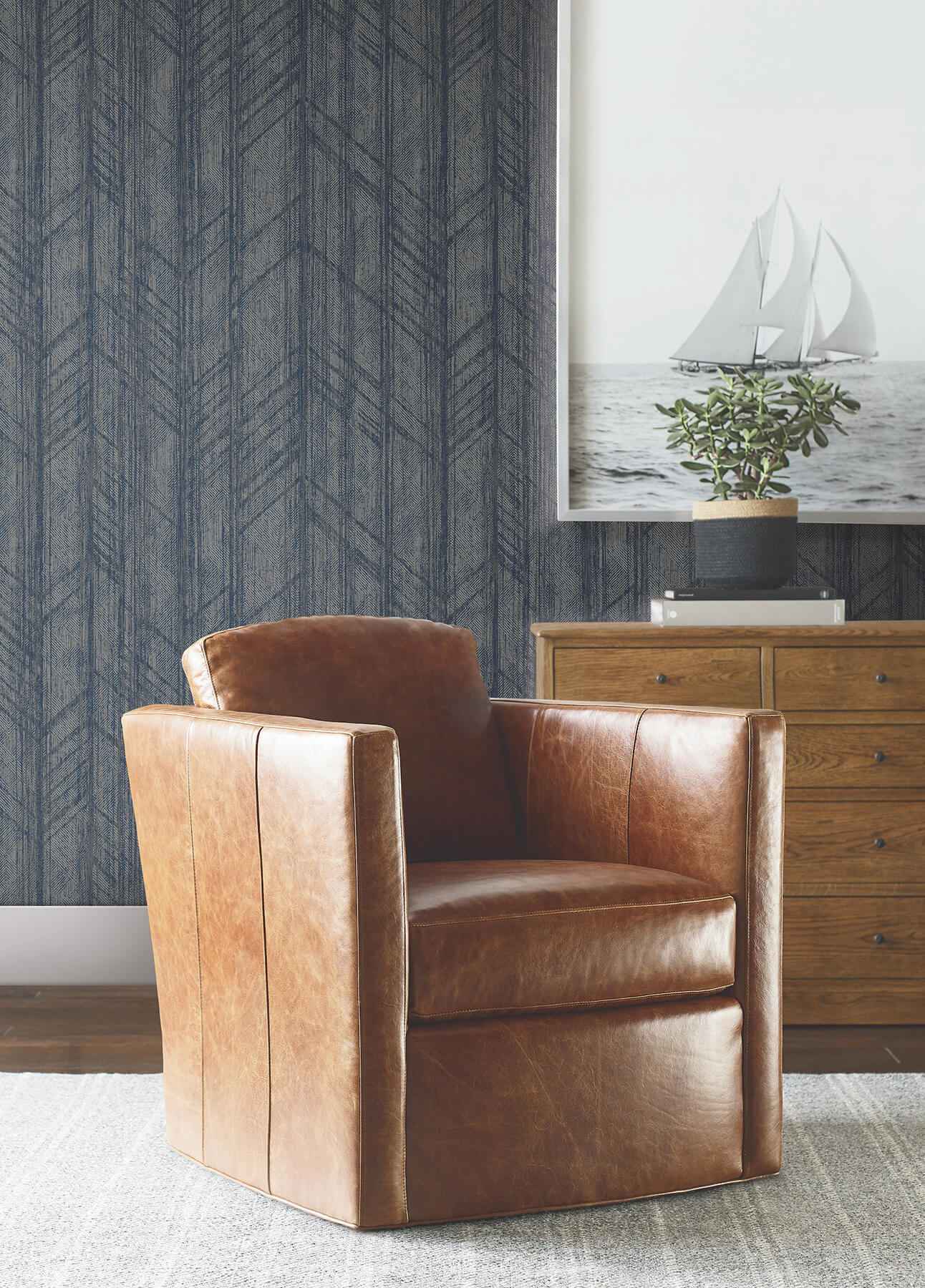 Winthrop Navy Geometric Wallpaper - York Wallcoverings - 4211-83523 - York Wallcoverings Wallpaper