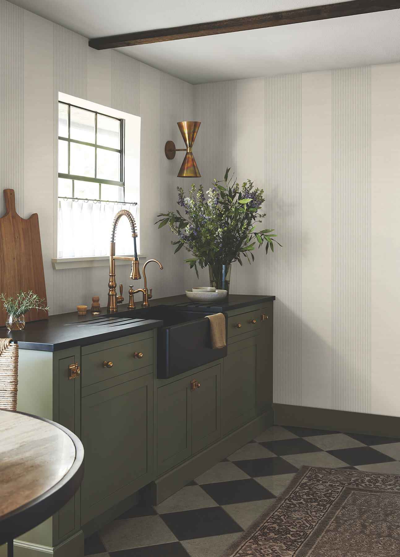 Archer Stripe Taupe Faux Linen Wallpaper - York Wallcoverings - 4211-83525 - York Wallcoverings Wallpaper