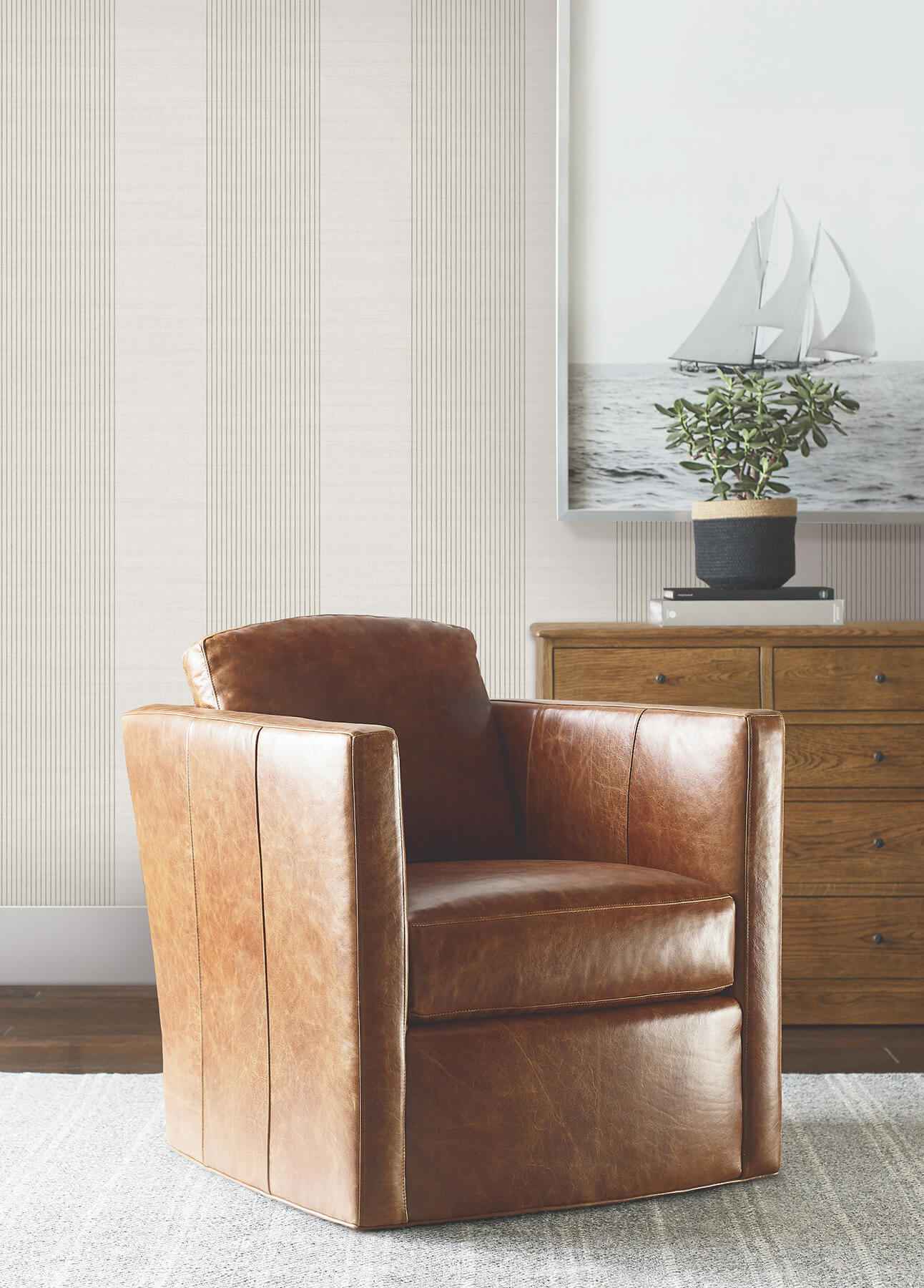 Archer Stripe Light Grey Faux Linen Wallpaper - York Wallcoverings - 4211-83526 - York Wallcoverings Wallpaper