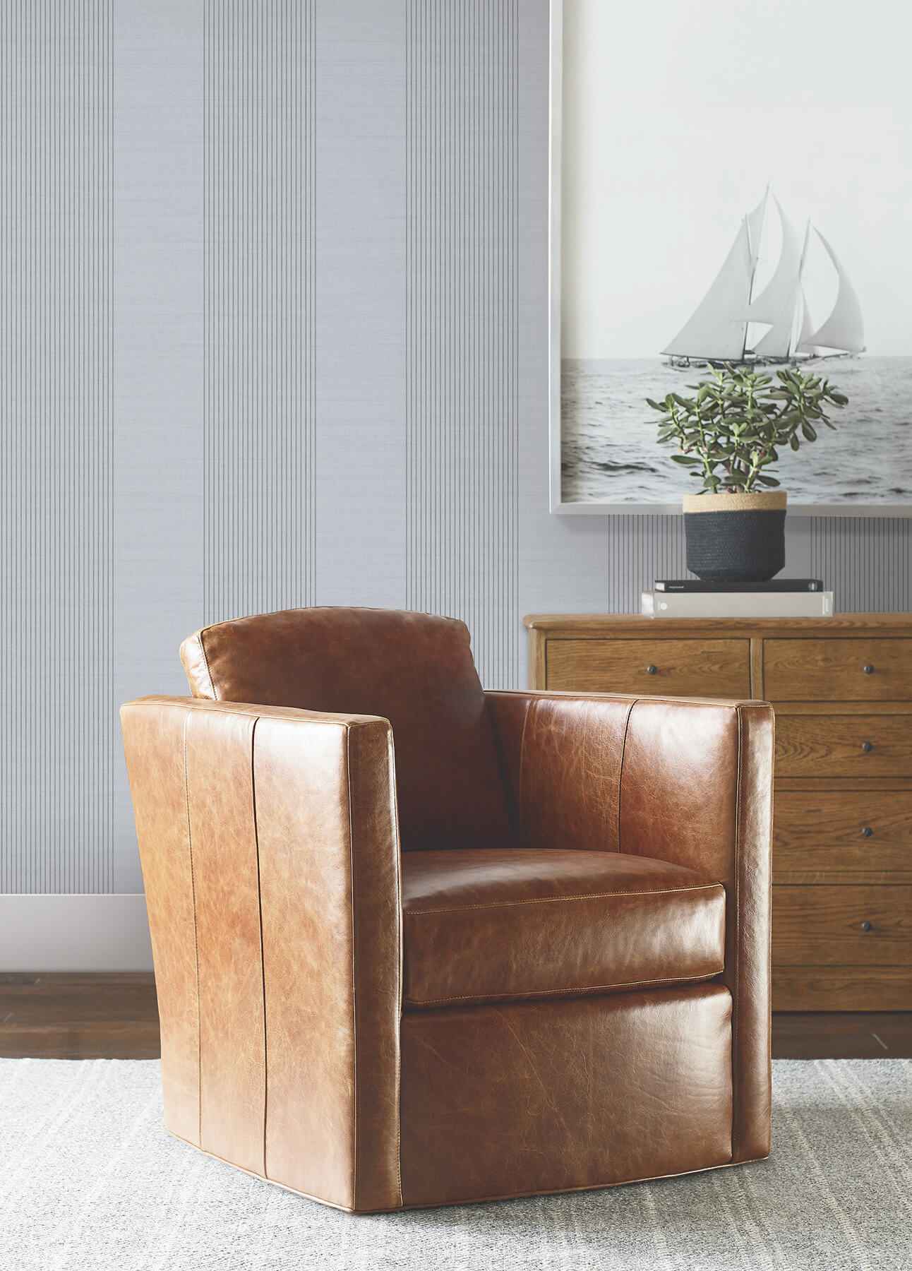 Archer Stripe Blue Faux Linen Wallpaper - York Wallcoverings - 4211-83528 - York Wallcoverings Wallpaper