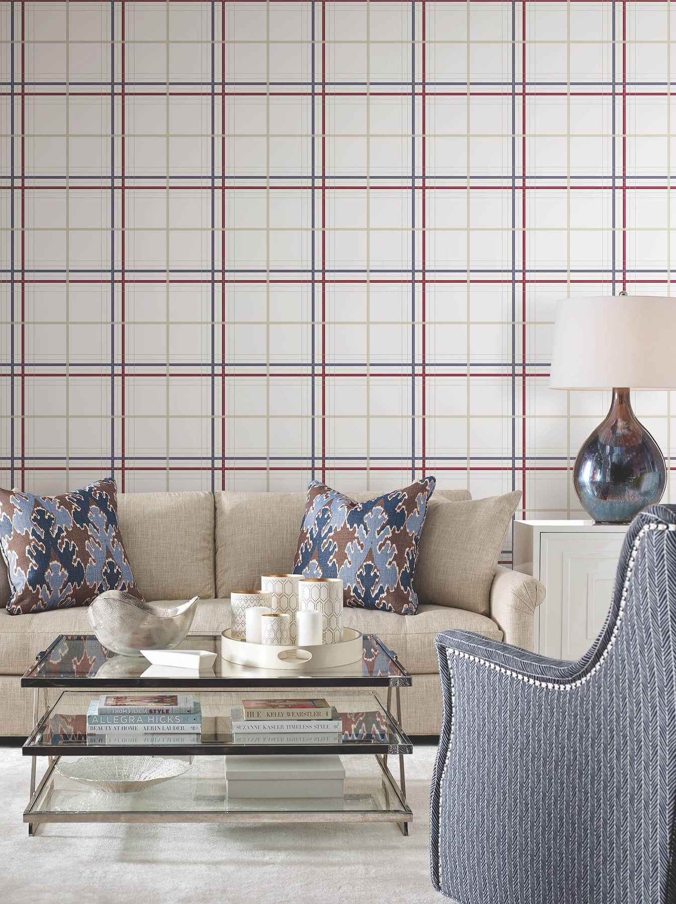 Lakeside Plaid Red Tailored Wallpaper - York Wallcoverings - 4211-83531 - York Wallcoverings Wallpaper