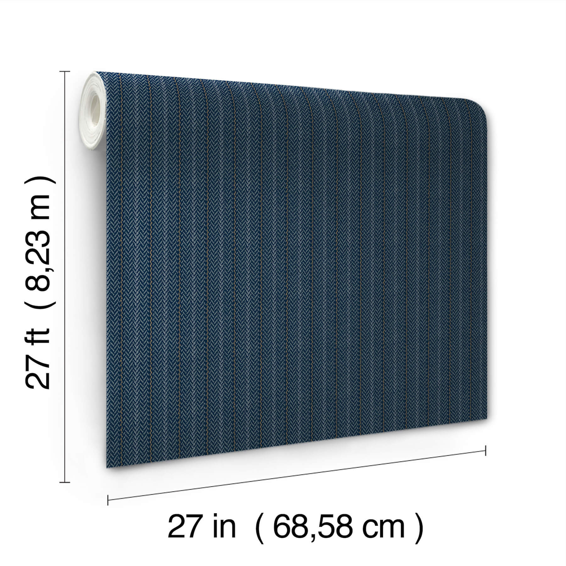 elkan-stripe-navy-herringbone-wallpaper-york-wallcoverings-4211-83538 - York Wallcoverings Wallpaper