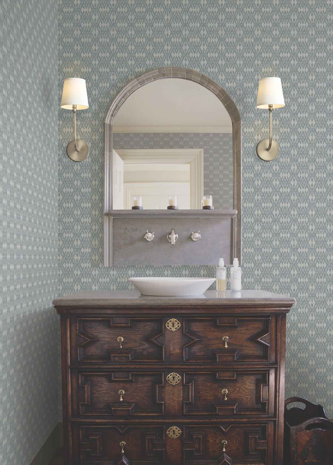 Radcliffe Blue Diamond Motif Wallpaper - York Wallcoverings - 4211-83546 - York Wallcoverings Wallpaper
