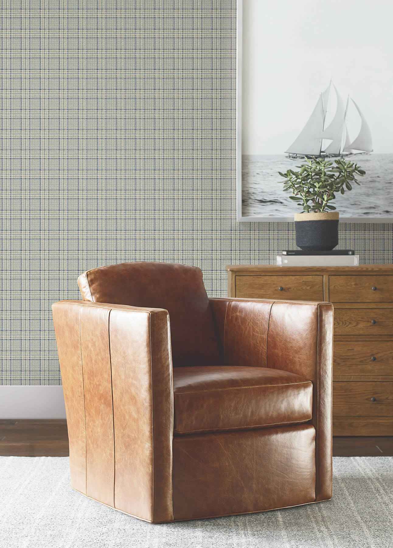 Harrington Plaid Green Glen Check Wallpaper - York Wallcoverings - 4211-83556 - York Wallcoverings Wallpaper