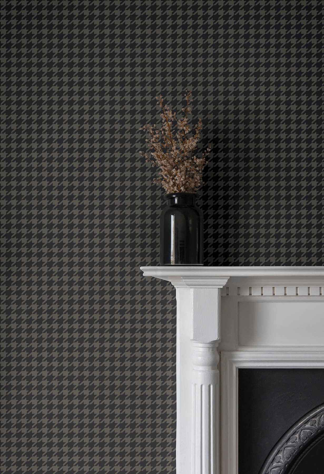 Watson Black Houndstooth Wallpaper - York Wallcoverings - 4211-83561 - York Wallcoverings Wallpaper