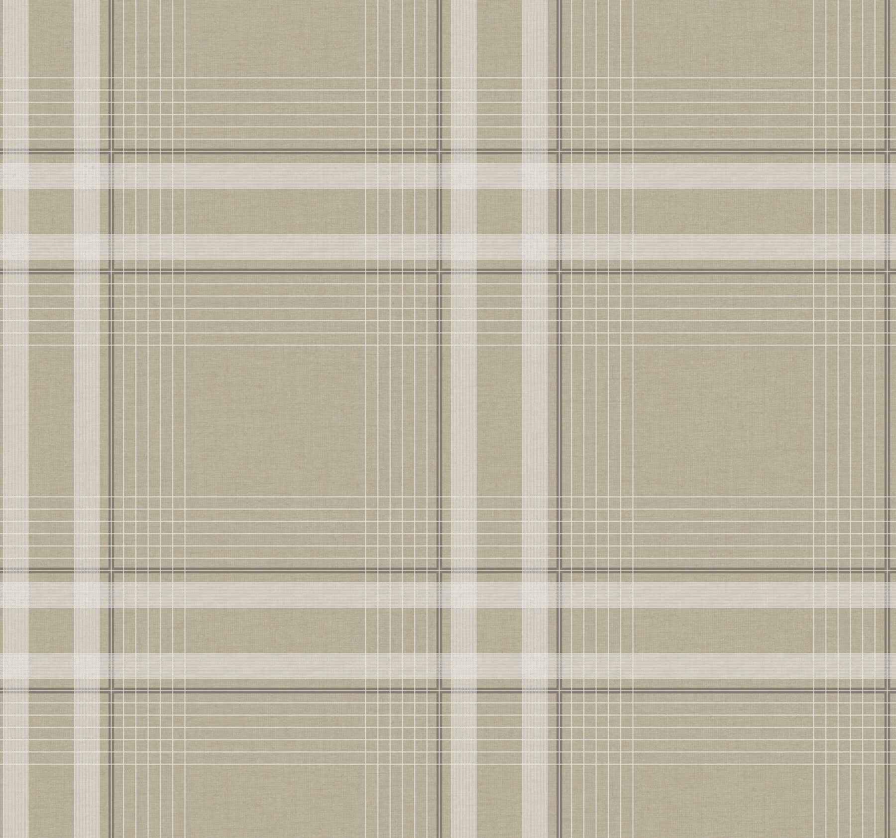 Country Club Plaid Taupe Faux Linen Wallpaper - York Wallcoverings - 4211-83564 - York Wallcoverings Wallpaper