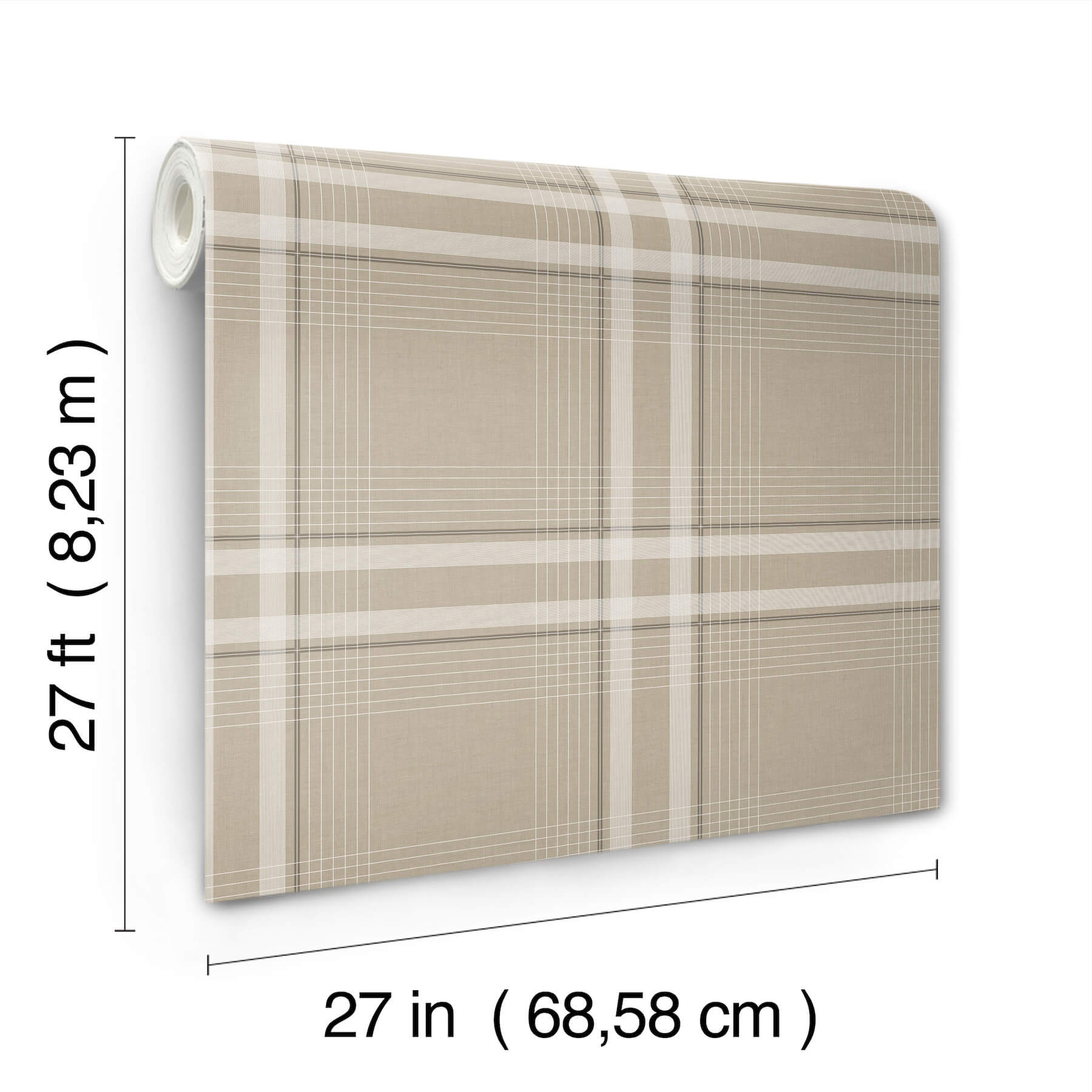 country-club-plaid-taupe-faux-linen-wallpaper-york-wallcoverings-4211-83564 - York Wallcoverings Wallpaper