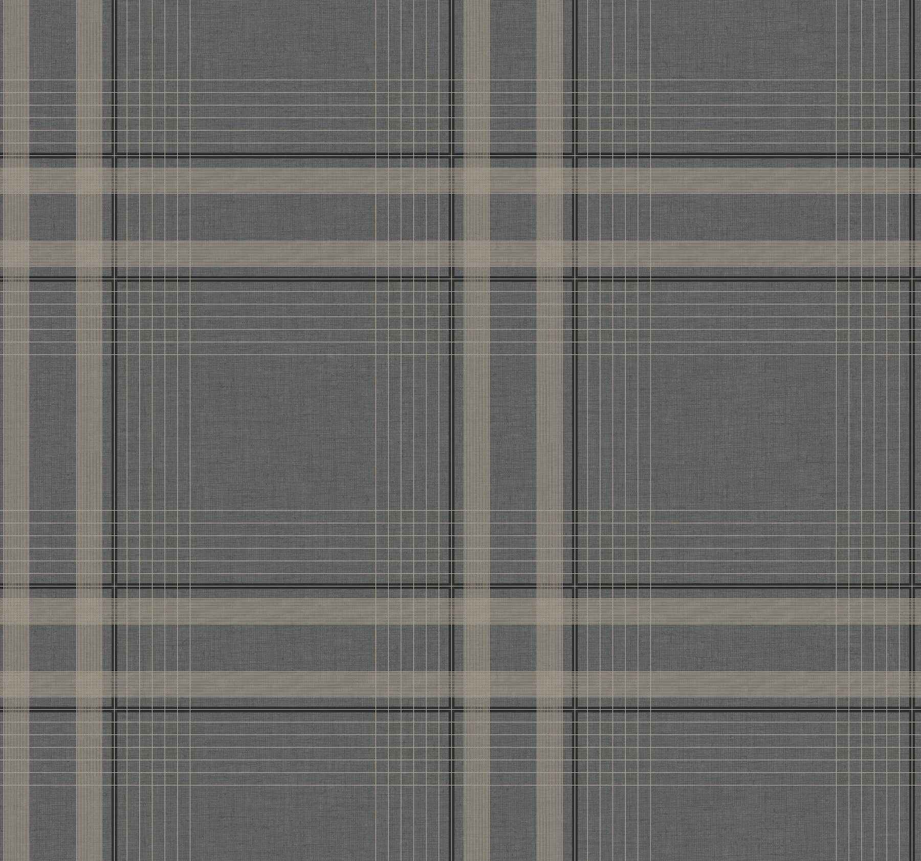 Country Club Plaid Charcoal Faux Linen Wallpaper - York Wallcoverings - 4211-83565 - York Wallcoverings Wallpaper