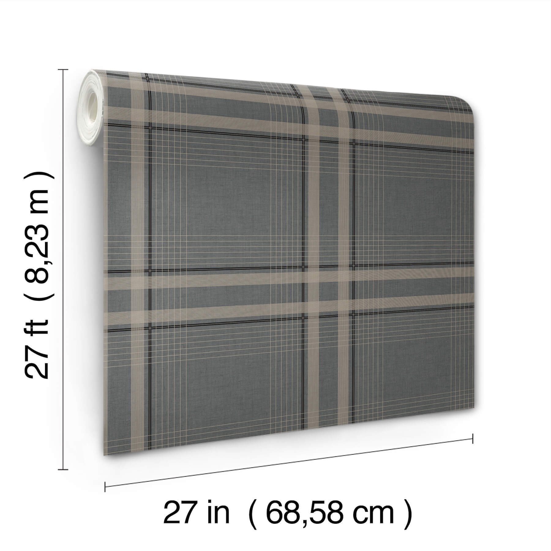 country-club-plaid-charcoal-faux-linen-wallpaper-york-wallcoverings-4211-83565 - York Wallcoverings Wallpaper