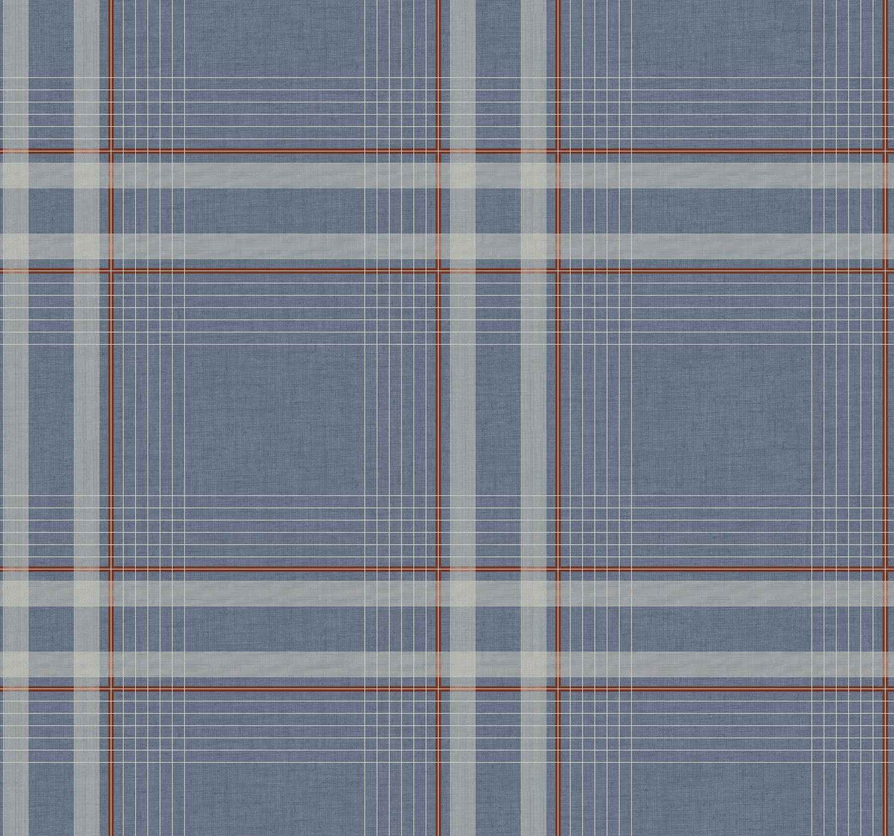 Country Club Plaid Denim Faux Linen Wallpaper - York Wallcoverings - 4211-83567 - York Wallcoverings Wallpaper
