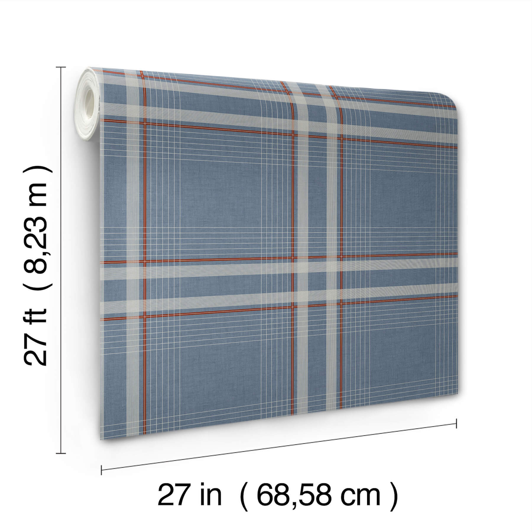 country-club-plaid-denim-faux-linen-wallpaper-york-wallcoverings-4211-83567 - York Wallcoverings Wallpaper
