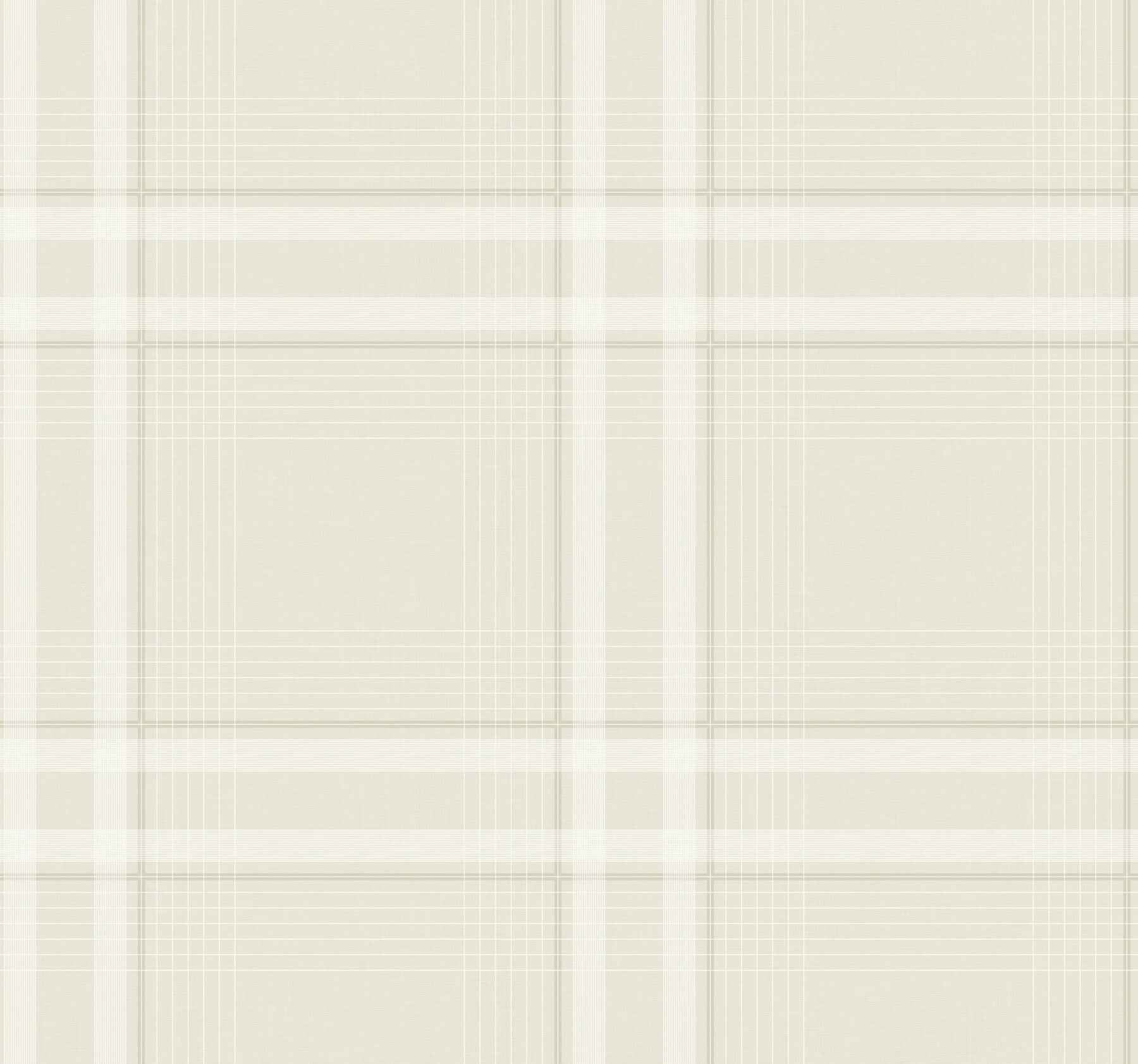 Country Club Plaid Dove Faux Linen Wallpaper - York Wallcoverings - 4211-83568