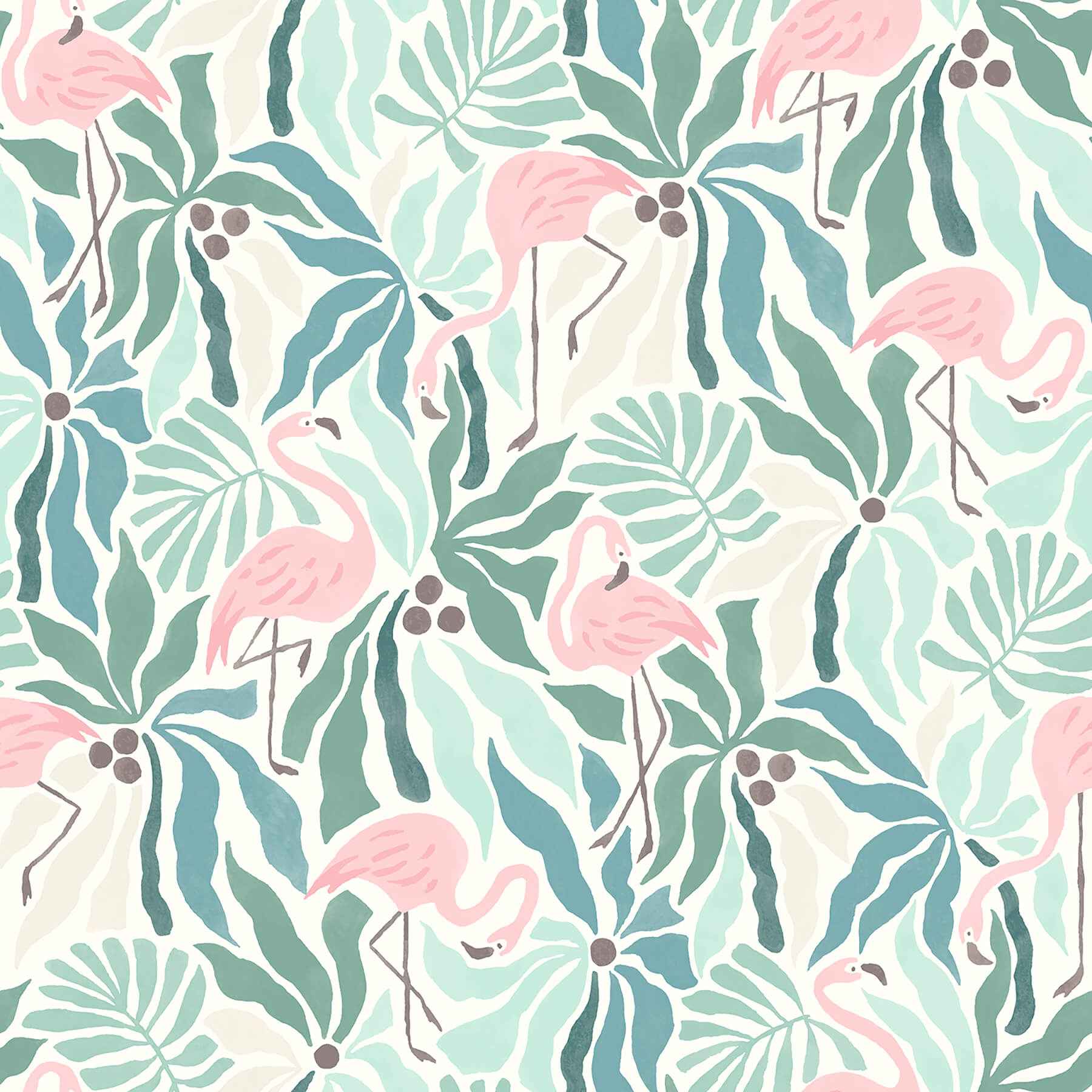 Flamingo Fun Green Peel and Stick Wallpaper - York Wallcoverings - NUS6622