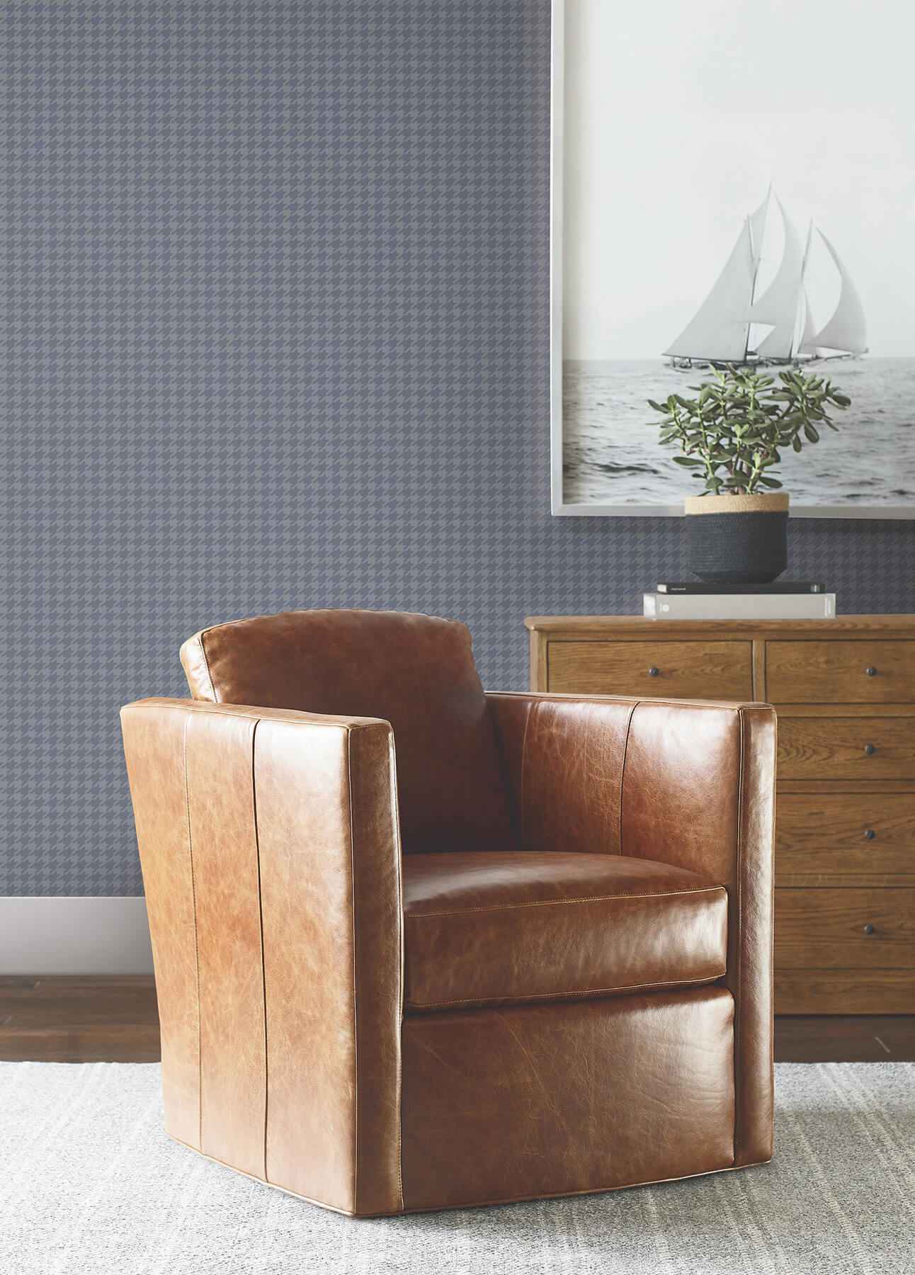 Watson Blue Houndstooth Wallpaper - York Wallcoverings - 4211-83560 - York Wallcoverings Wallpaper