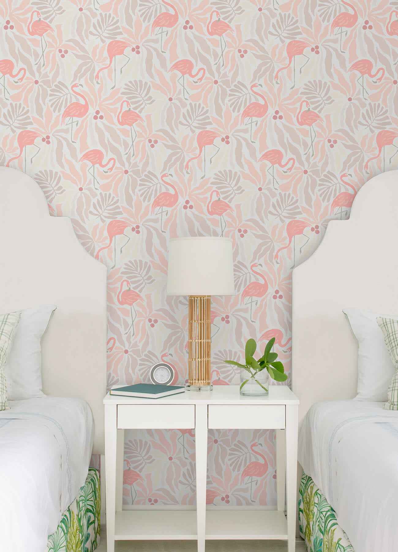Flamingo Fun Pink and Taupe Peel and Stick Wallpaper - York Wallcoverings - NUS6623 - York Wallcoverings Wallpaper