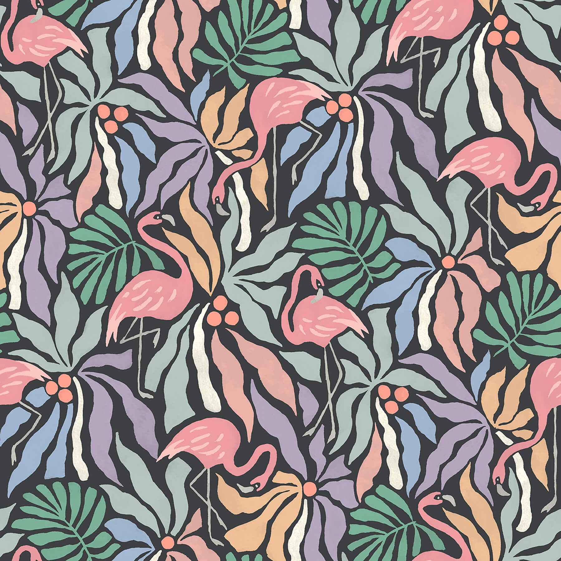Flamingo Fun Black Peel and Stick Wallpaper - York Wallcoverings - NUS6624
