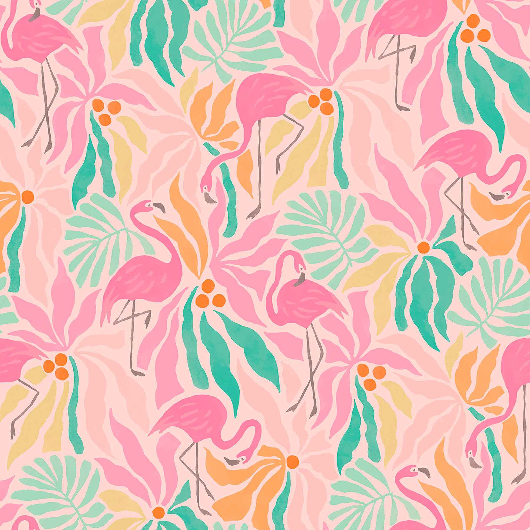 Flamingo Fun Pink and Green Peel and Stick Wallpaper - York Wallcoverings - NUS6625