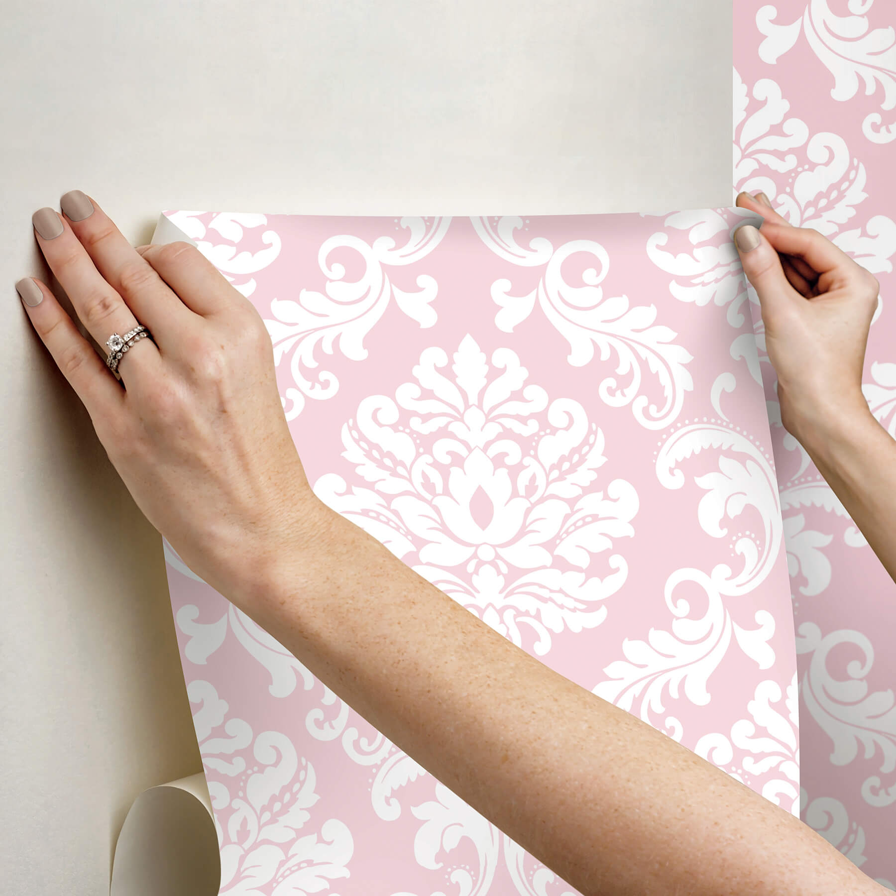 Pink Ariel Peel and Stick Wallpaper - York Wallcoverings - NU1397 - York Wallcoverings Wallpaper