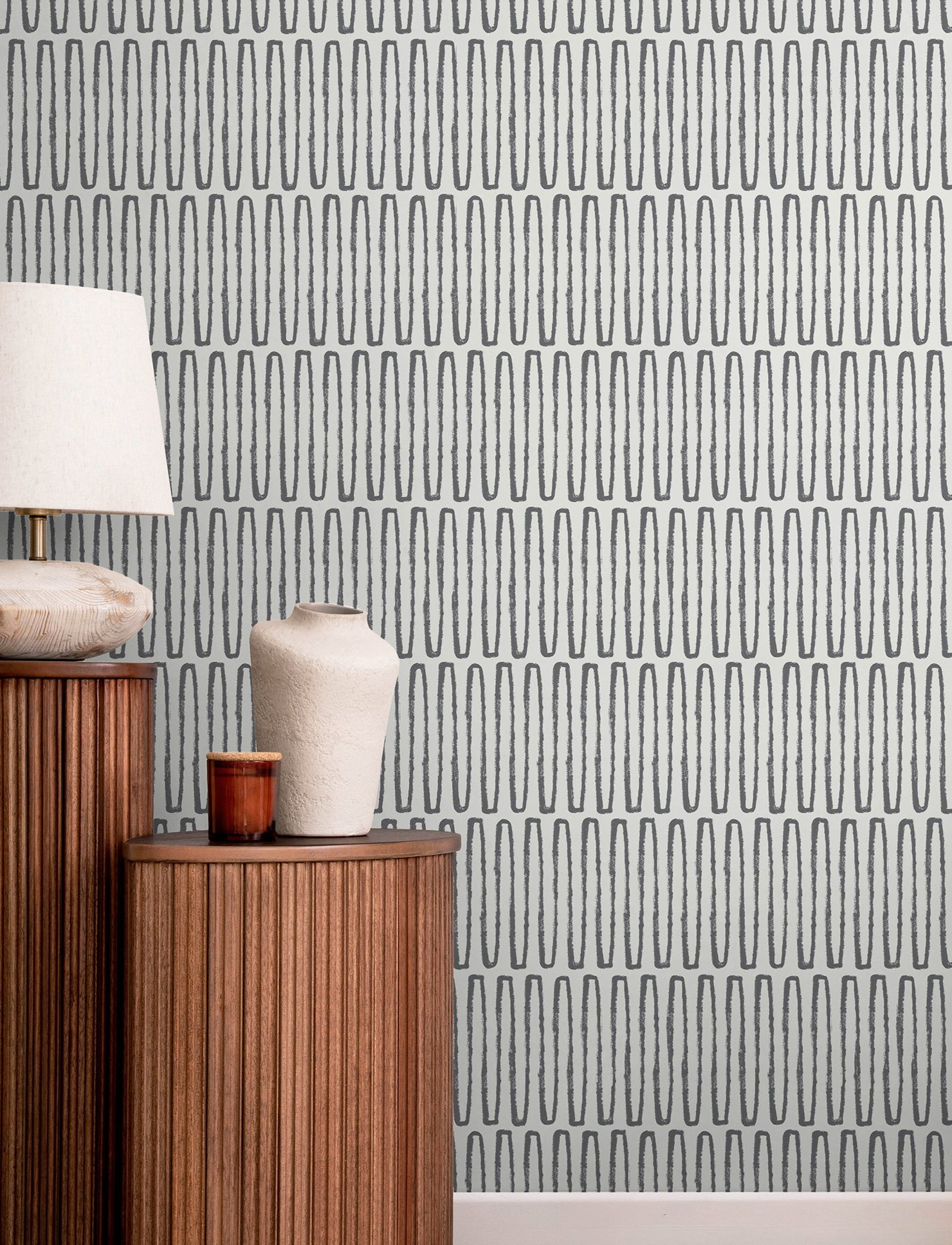 Lars Charcoal Retro Wave Wallpaper - York Wallcoverings - 4197-26501 - York Wallcoverings Wallpaper