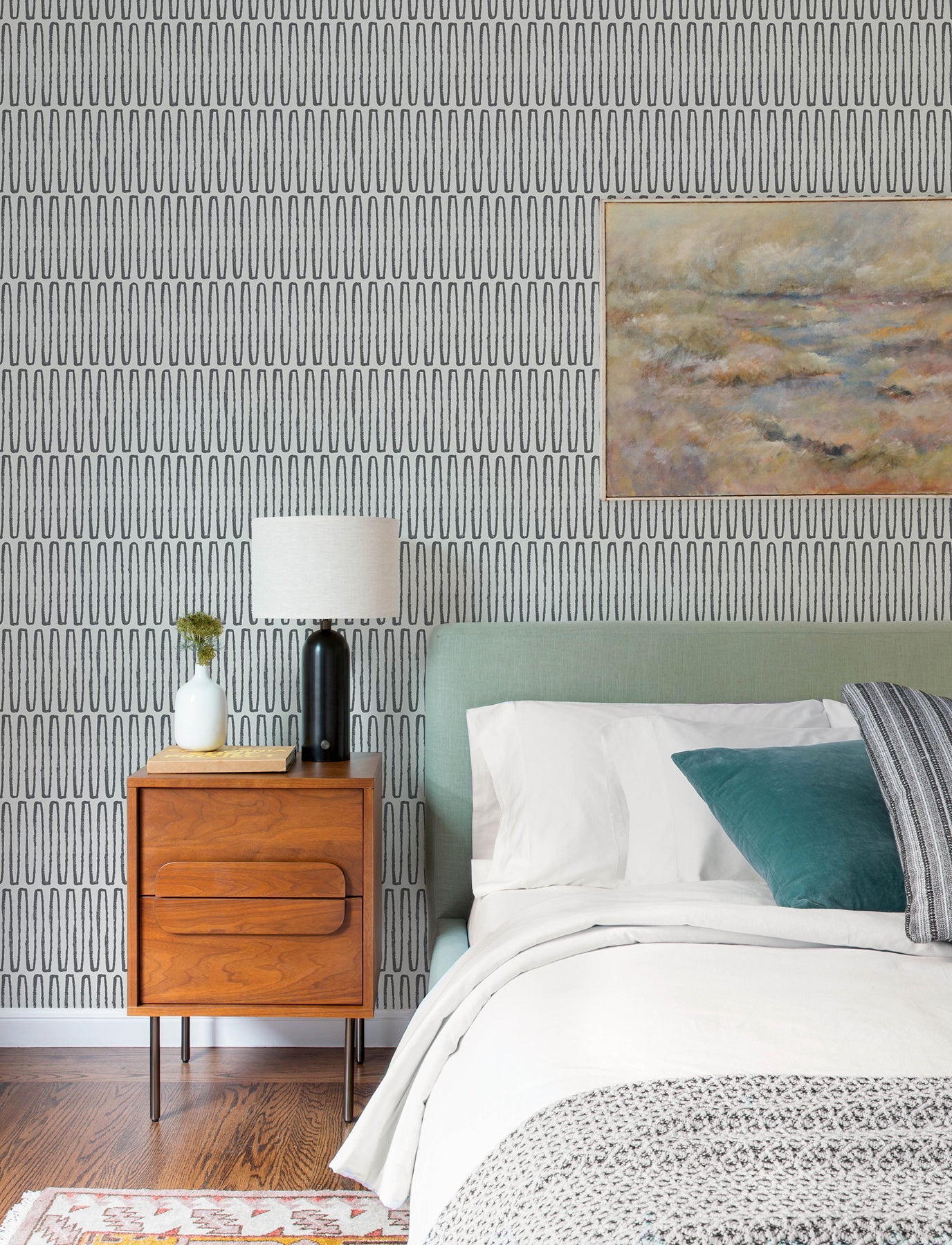Lars Charcoal Retro Wave Wallpaper - York Wallcoverings - 4197-26501 - York Wallcoverings Wallpaper