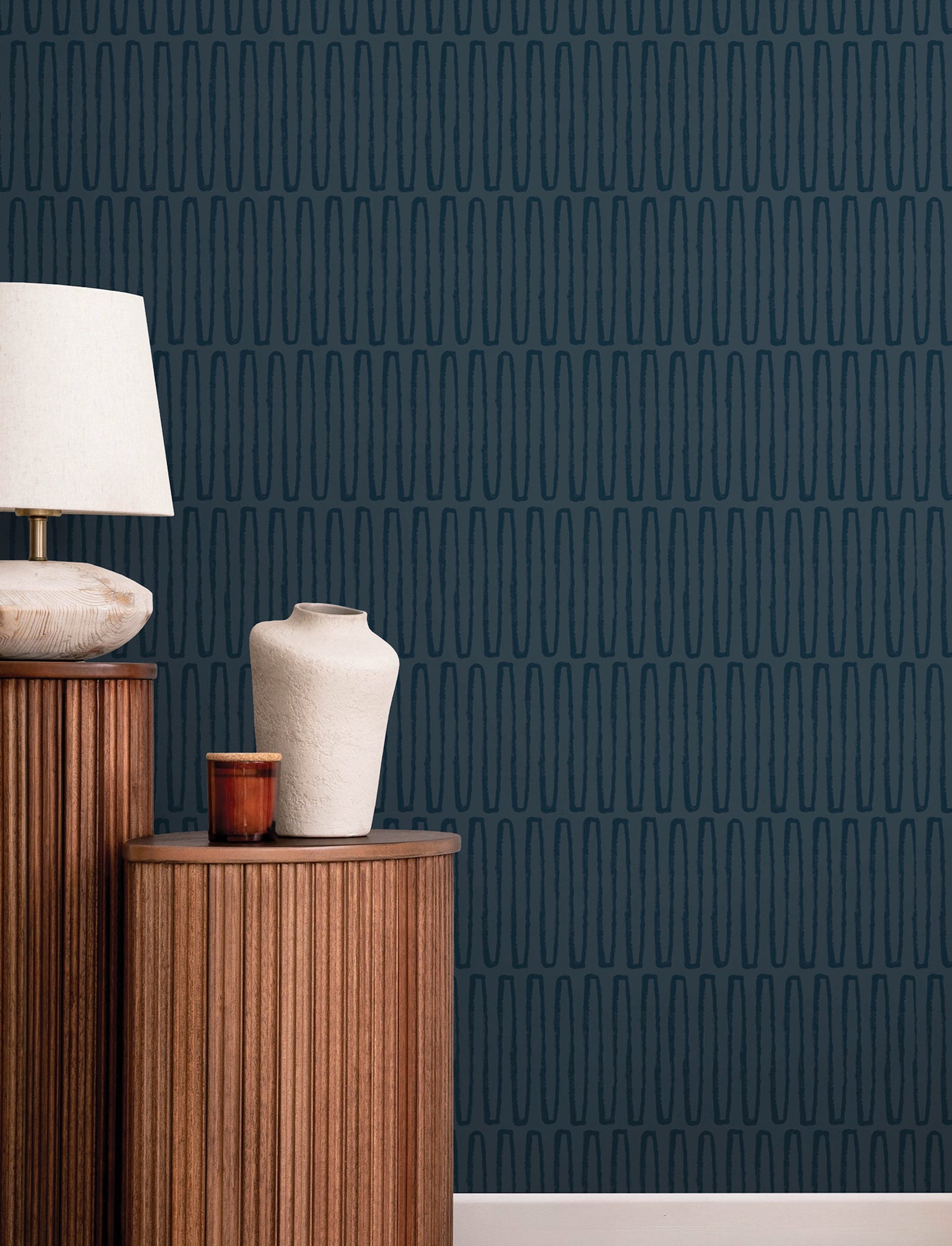 Lars Navy Retro Wave Wallpaper - York Wallcoverings - 4197-26502 - York Wallcoverings Wallpaper