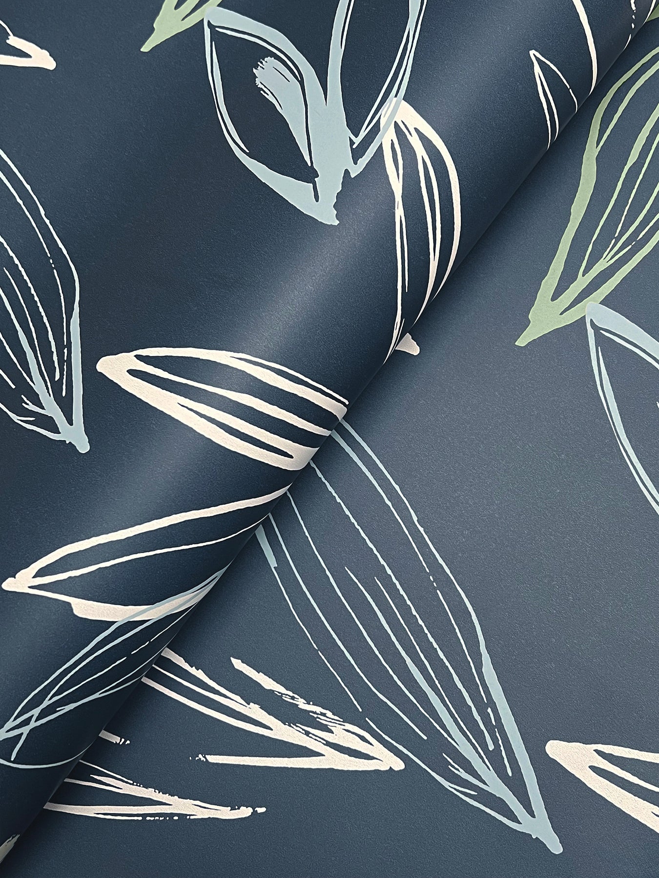 Kenia Indigo Leaf Toss Wallpaper - York Wallcoverings - 4197-27855 - York Wallcoverings Wallpaper