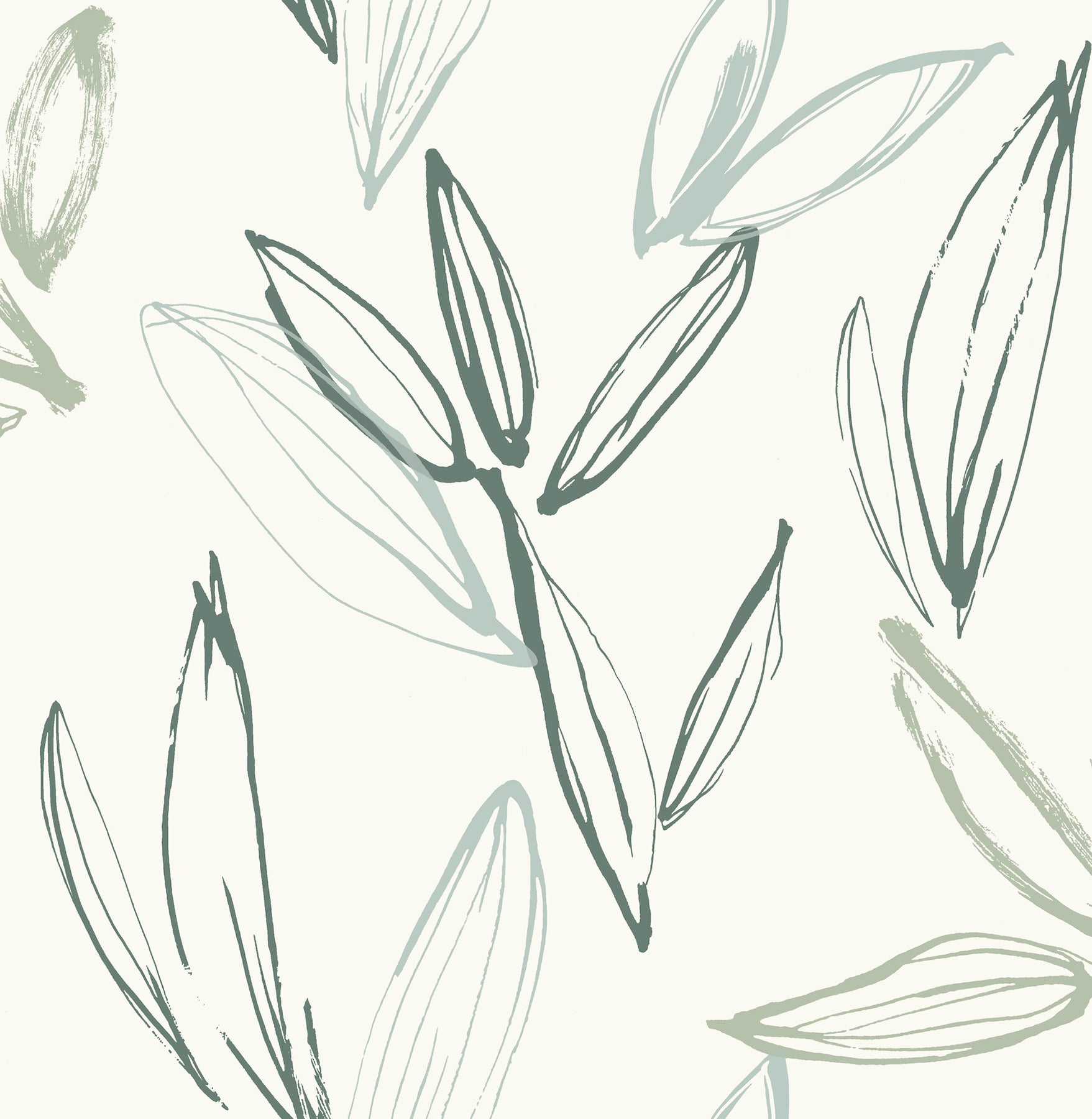 Kenia Green Leaf Toss Wallpaper - York Wallcoverings - 4197-27856 - York Wallcoverings Wallpaper