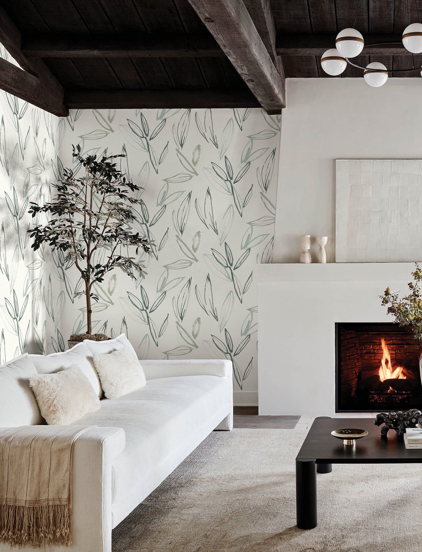 Kenia Green Leaf Toss Wallpaper - York Wallcoverings - 4197-27856 - York Wallcoverings Wallpaper