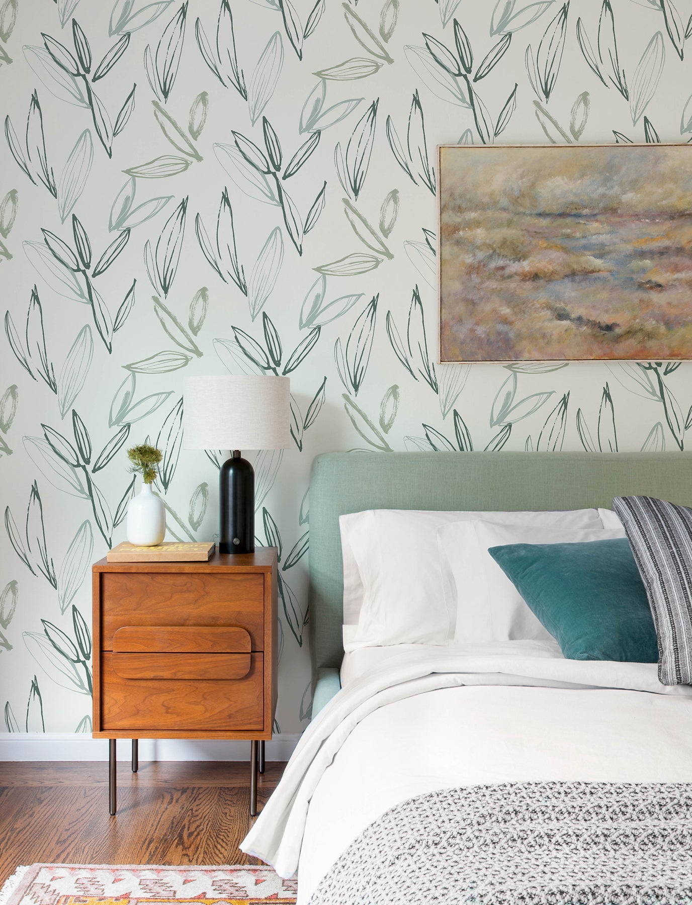Kenia Green Leaf Toss Wallpaper - York Wallcoverings - 4197-27856 - York Wallcoverings Wallpaper