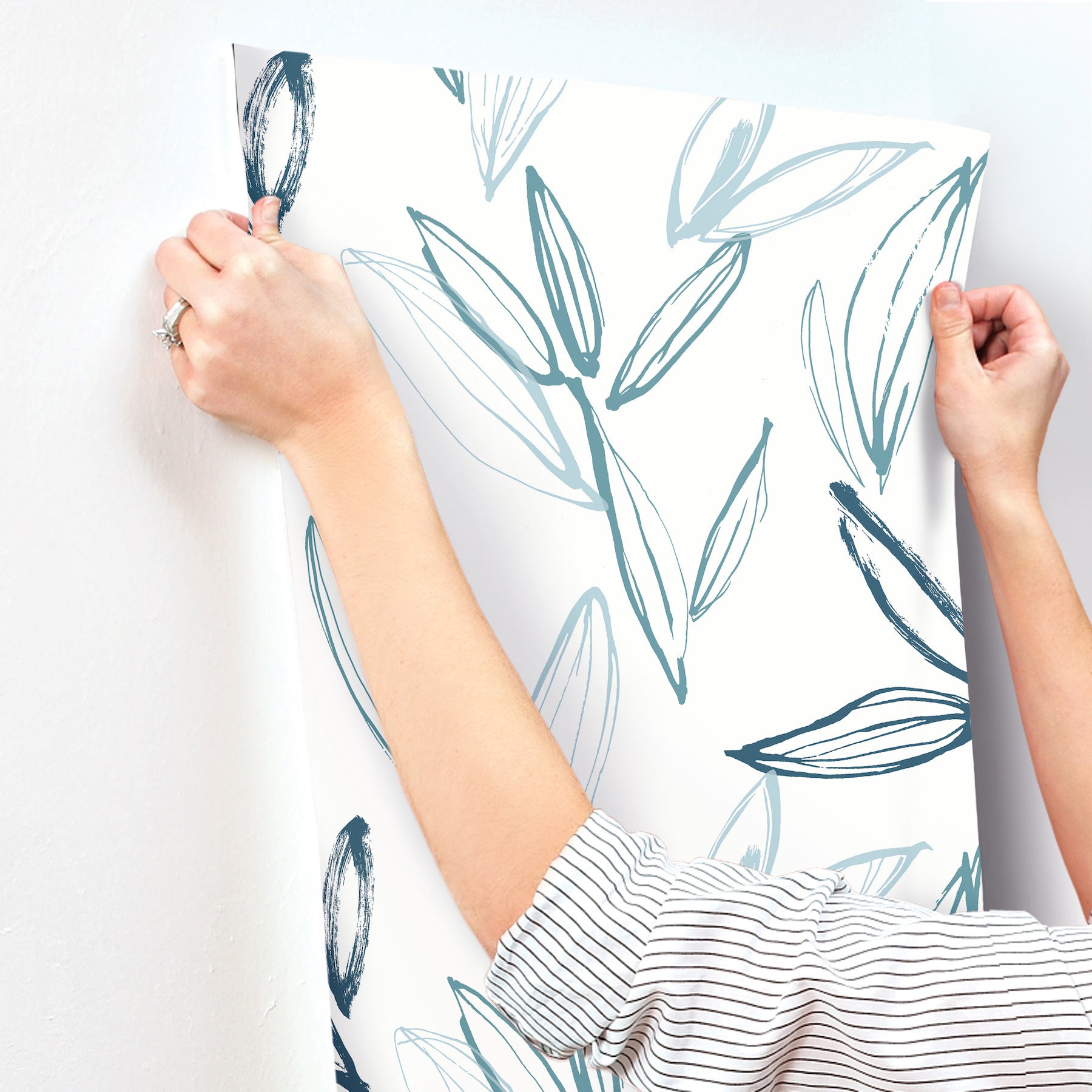 kenia-blue-leaf-toss-wallpaper-york-wallcoverings-4197-27857 - York Wallcoverings Wallpaper