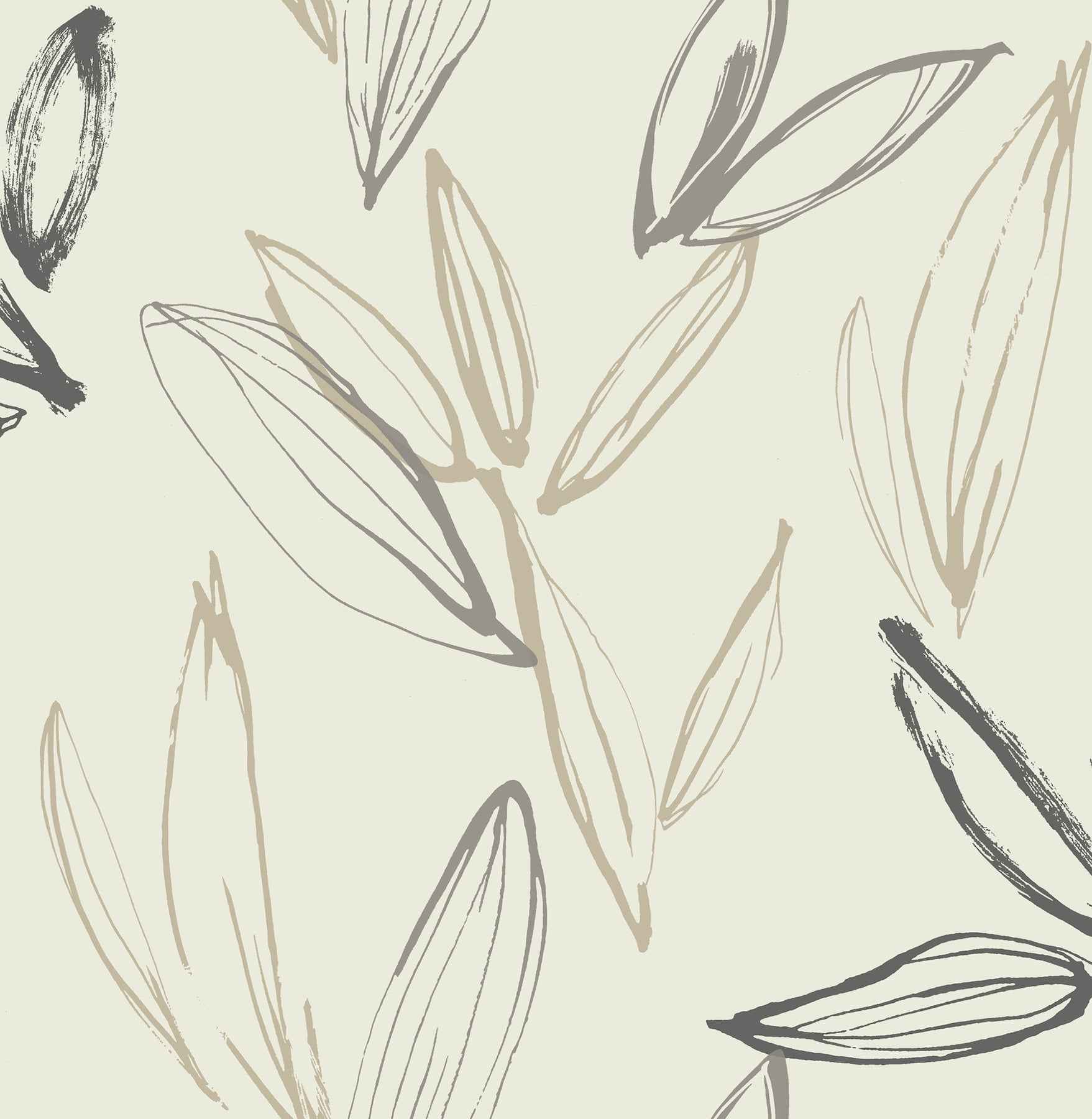 Kenia Neutral Leaf Toss Wallpaper - York Wallcoverings - 4197-27859