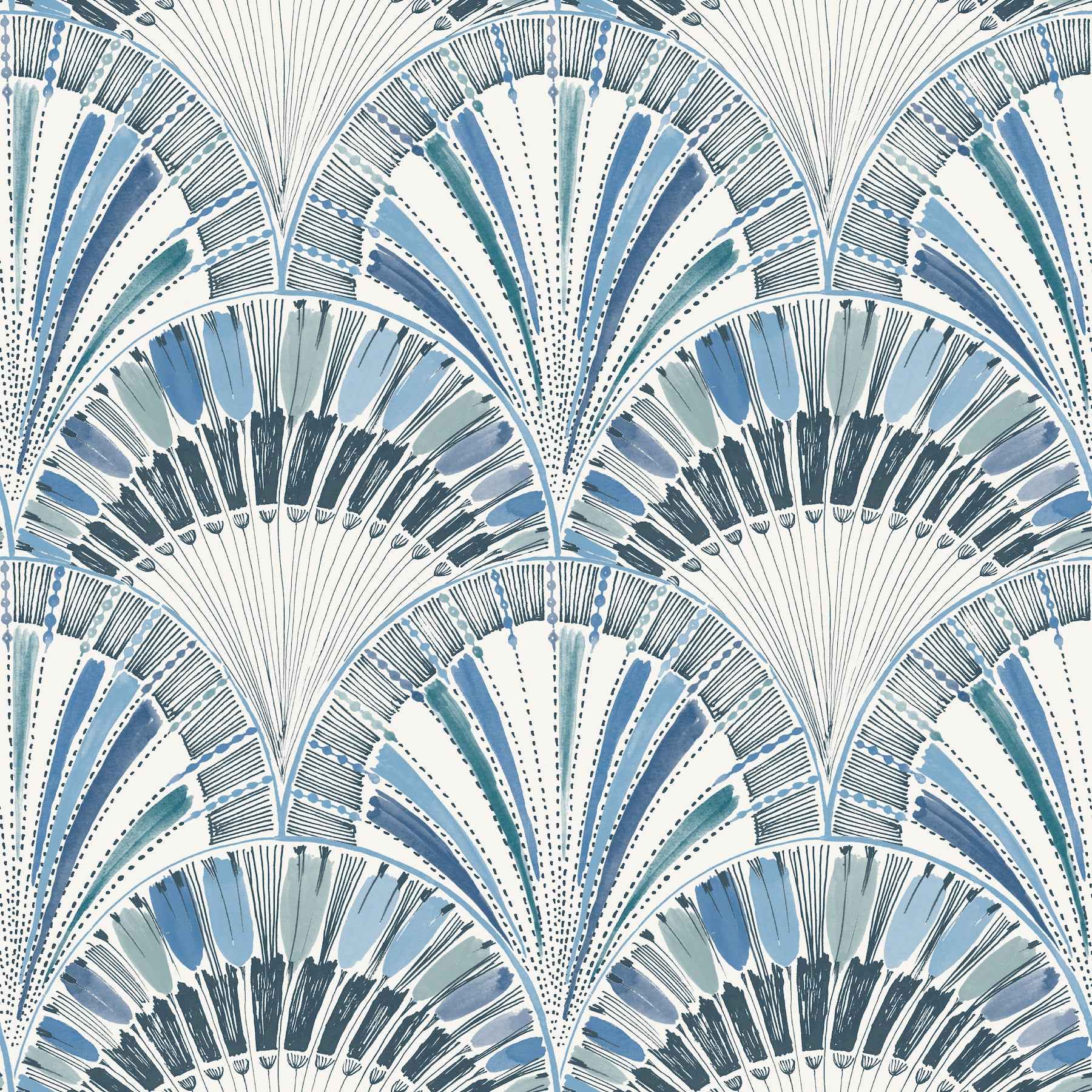 Myla Blue Fanning Reeds Wallpaper - York Wallcoverings - 4197-27861