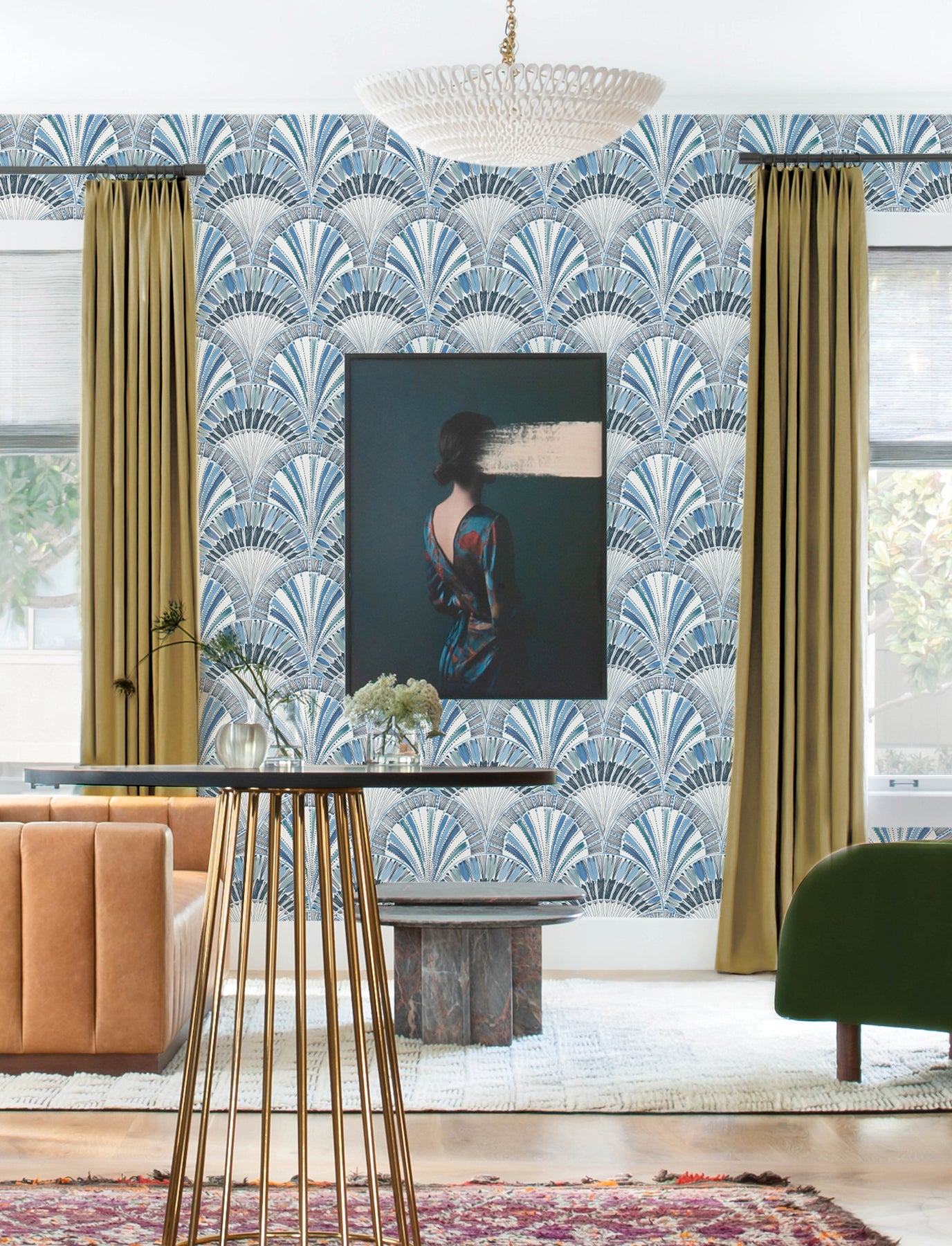 Myla Blue Fanning Reeds Wallpaper - York Wallcoverings - 4197-27861 - York Wallcoverings Wallpaper